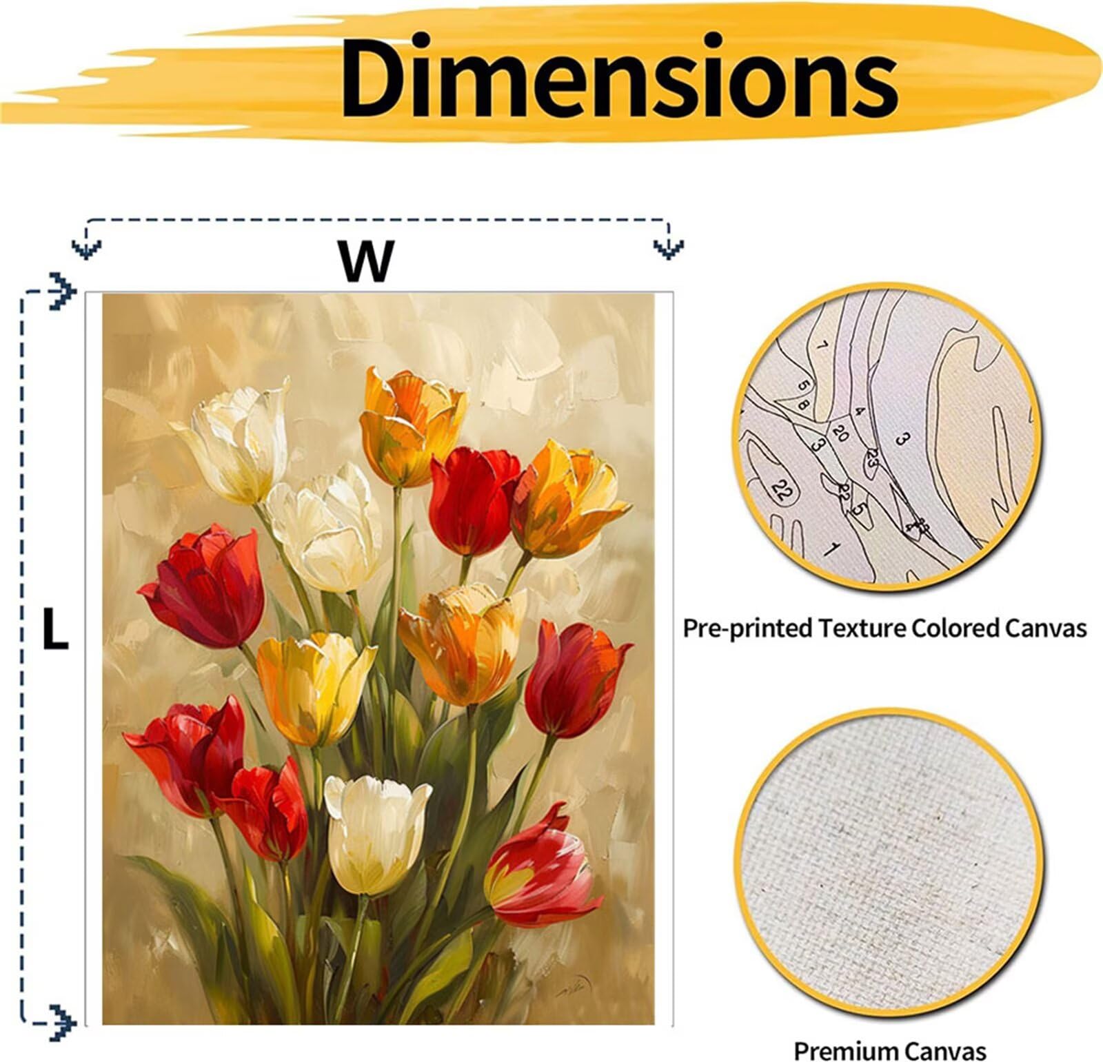 Malen Nach Zahlen Blume,Tulpe Malen Nach Zahlen Kinder Anfänger,Malen-Nach-Zahlen ab 7 8 9 Jahre Mädchen Geschenke,DIY Ölgemälde Set Pinseln Acrylpigment Leinwan,Home Wanddeko Wohnzimme 80x100cm M-439