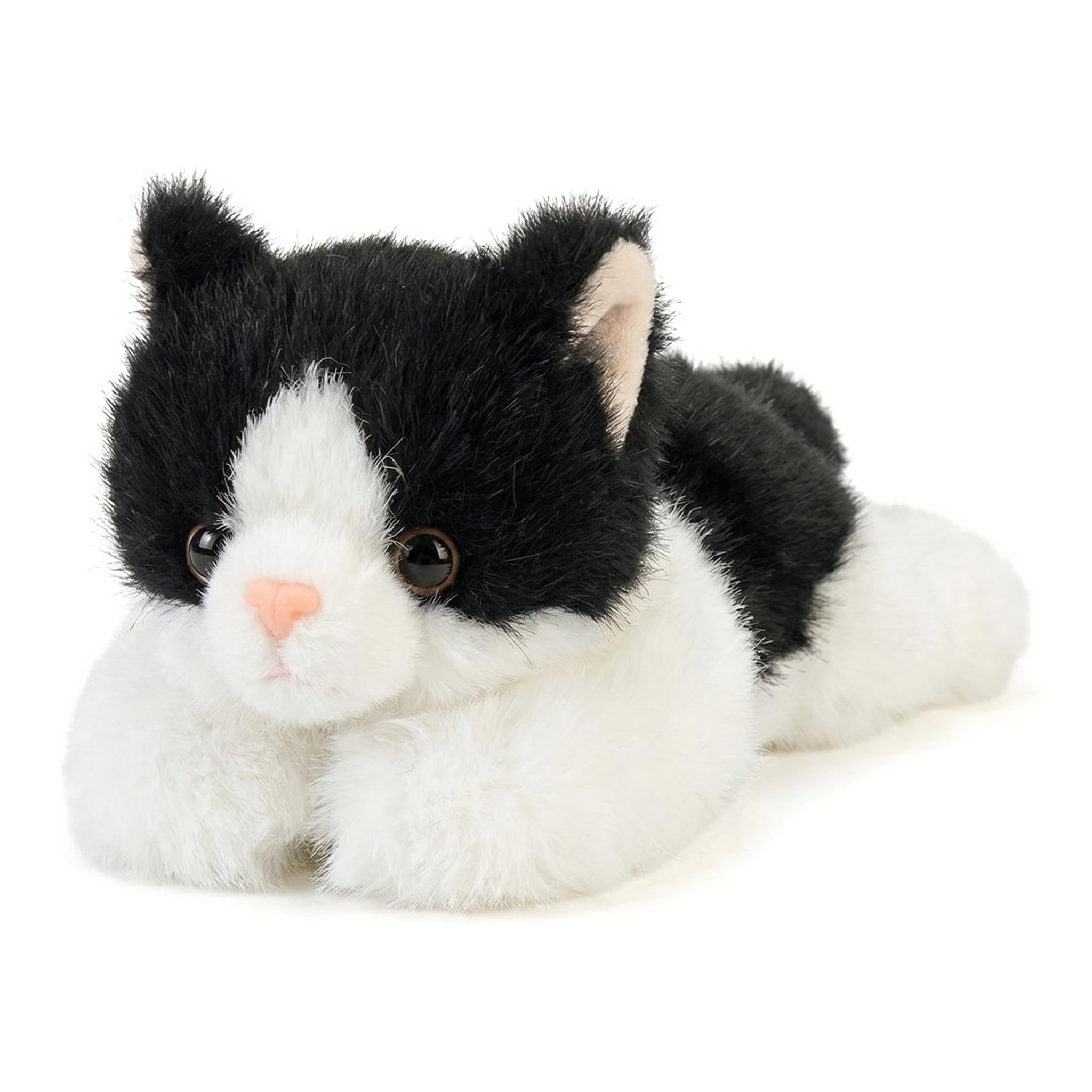Maslasee 18cm Black & White Cat Plush Pillow, Soft Stuffed Plush Cushion for Adults, Cute Home & Desk Decor, Comfort Stress Relief Plush Companion, Kawaii Animal Plush Decoration