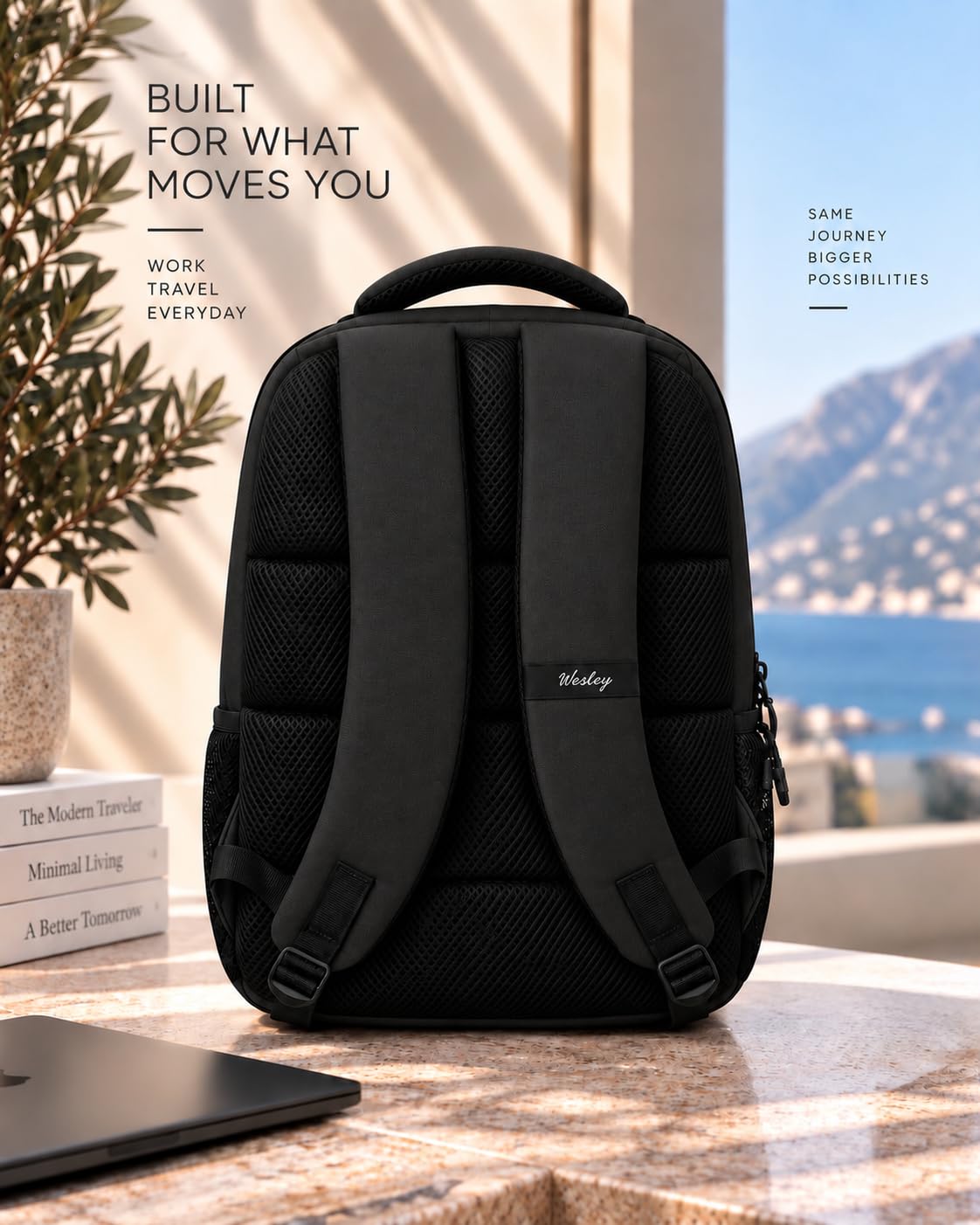 Wesley Milestone 2.0 Casual Waterproof Laptop Backpack/Office Bag/School Bag/College Bag/Business Bag/Travel Backpack (Dimensions:13x18 inches) (Compatible with 15.6" laptop) 30 L, Charcoal black — Amazon image 5