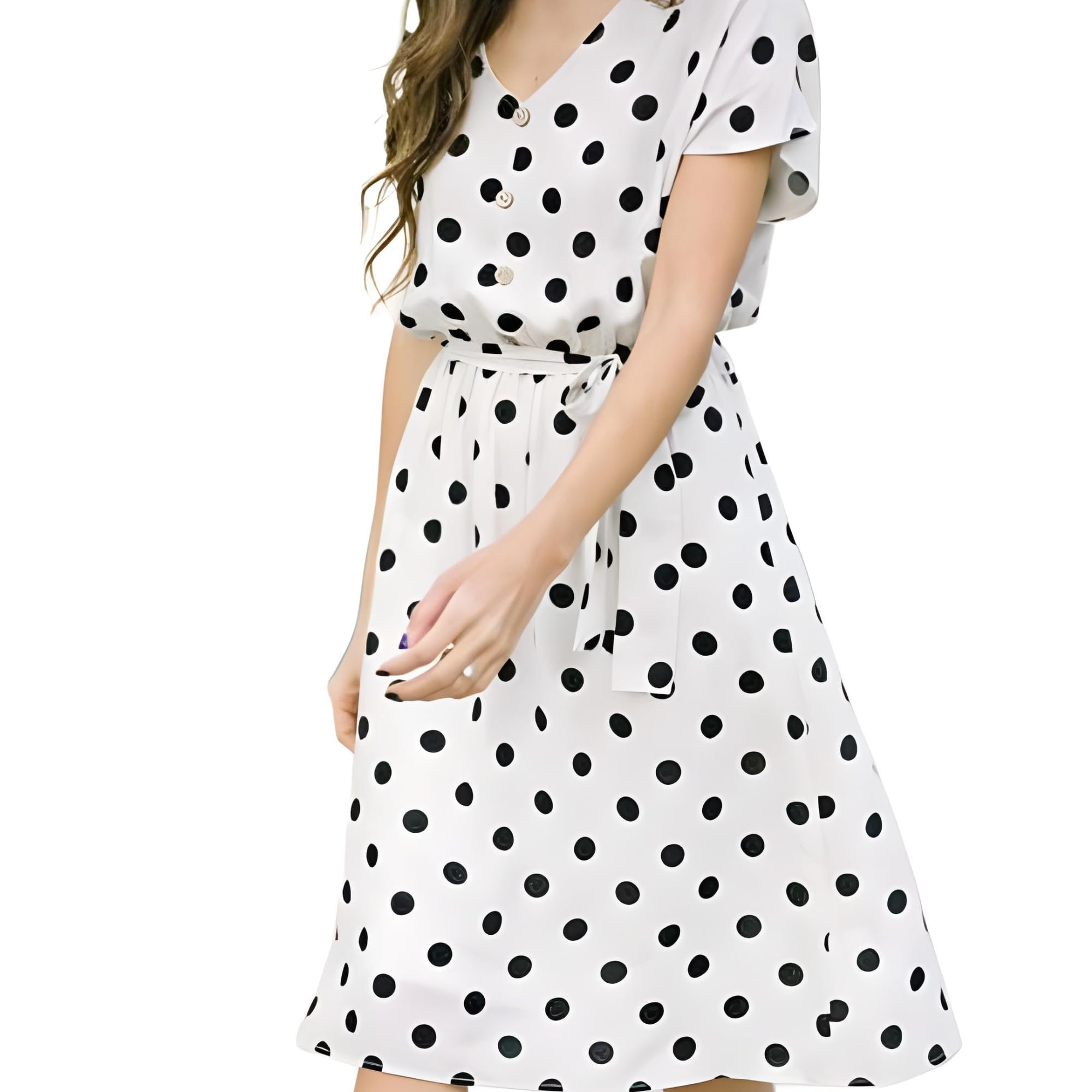elchic Polka Dot Bell Sleeves A-line Trendy & Casual Summer Dress-picture-32