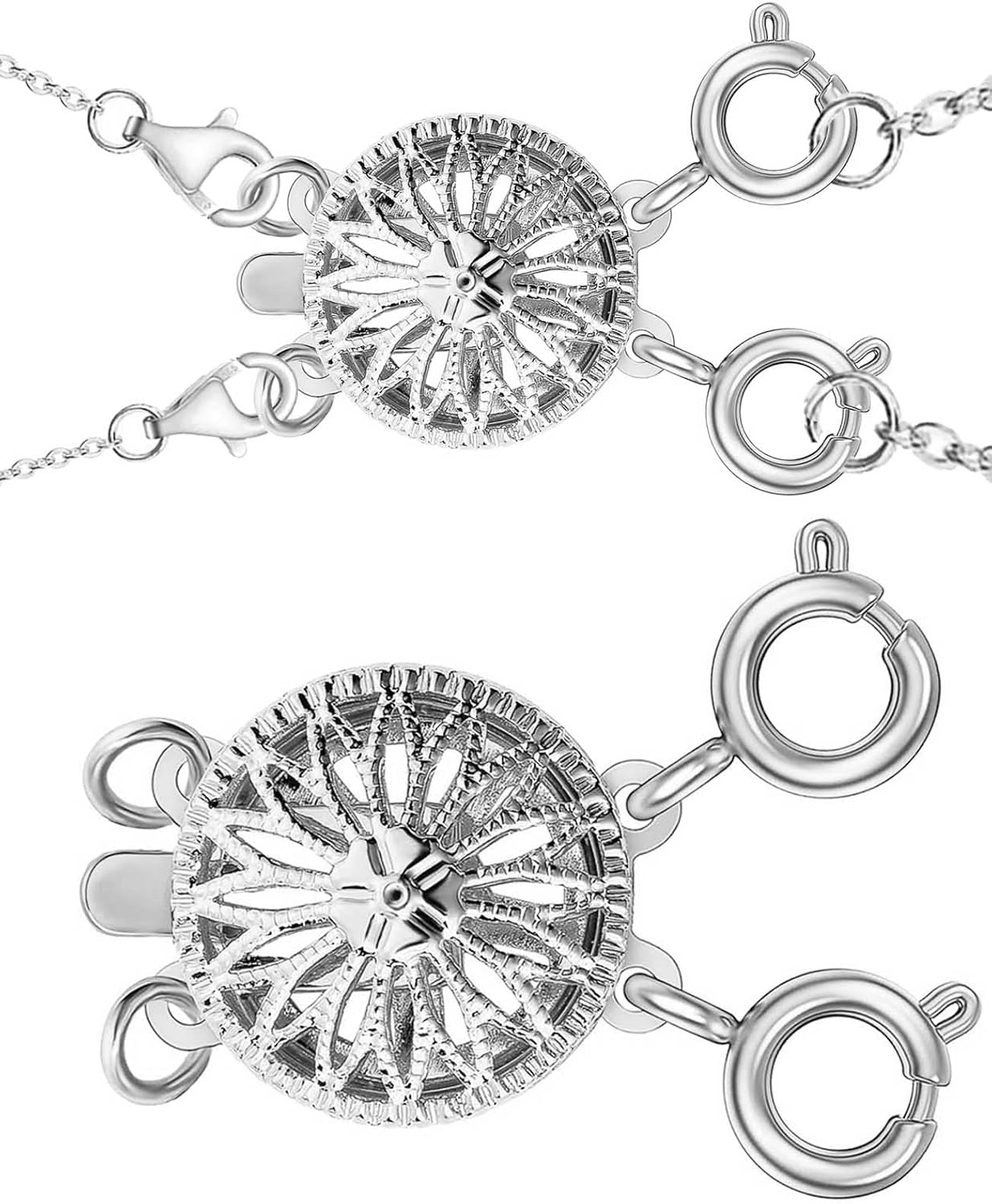 Dailyacc Layered Necklace Clasp for Women Slide Jewelry Lock Silver & 14k Gold