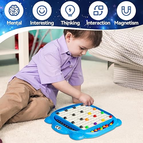 Miniatura 5 de Juego de mesa de ajedrez magnético, juegos de estrategia de ajedrez con imán intelectual con 40 piedras magnéticas, juegos de estrategia para 2 a 4