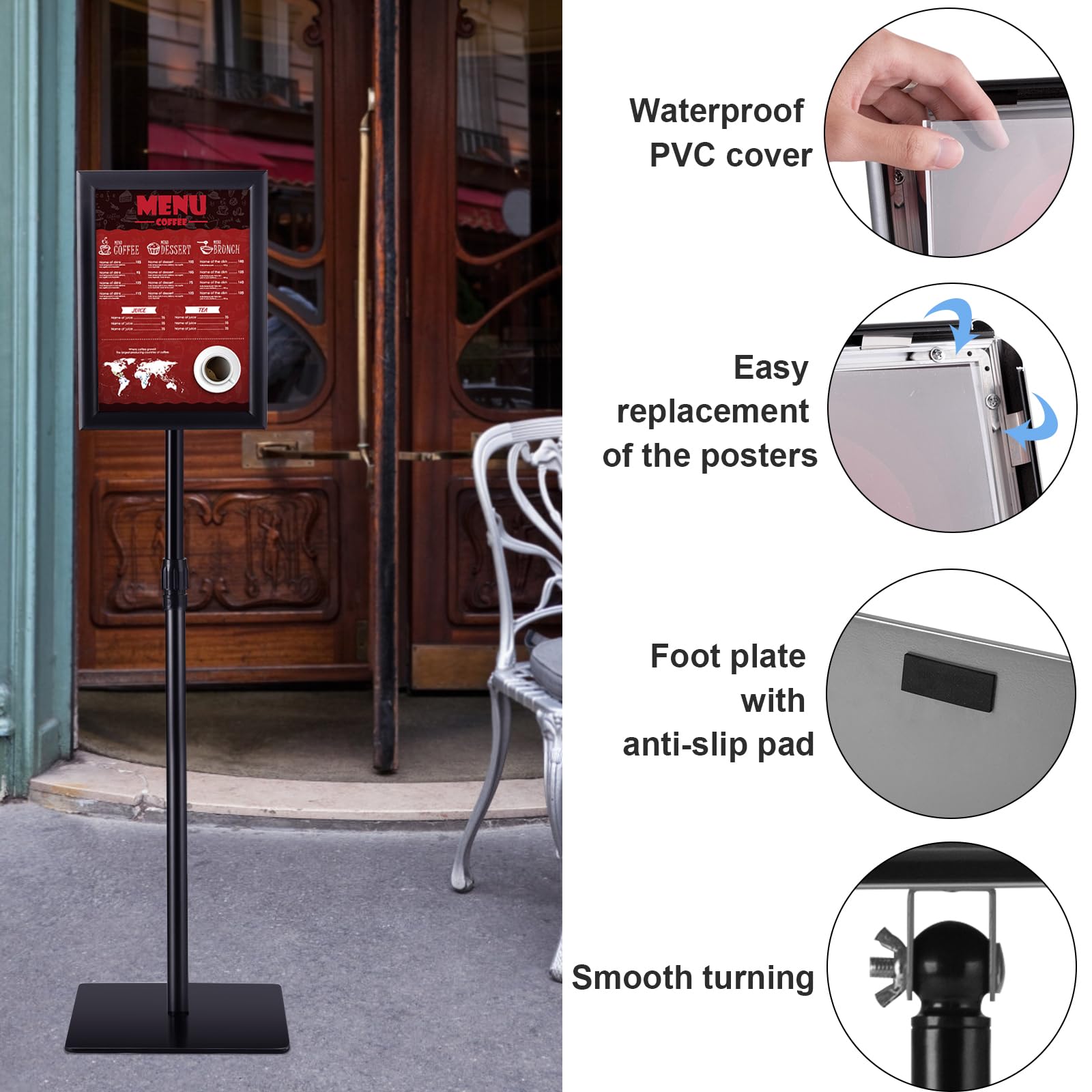 HOMASIS Porte Affiche sur Pied A4 Réglable en Hauteur et Angle