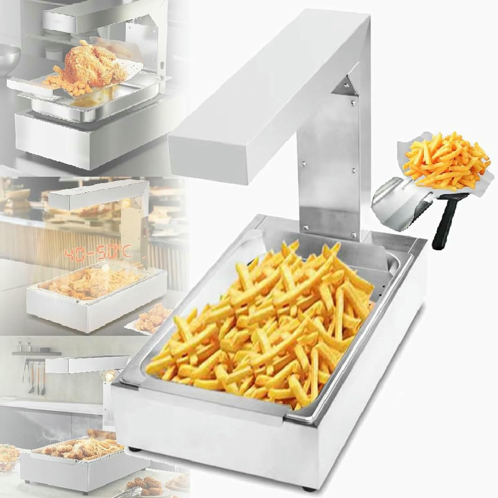 JKJZSALJ Commercial French Fry Warmer Heat Lamp With Stand For Buffet And Restaurant Use