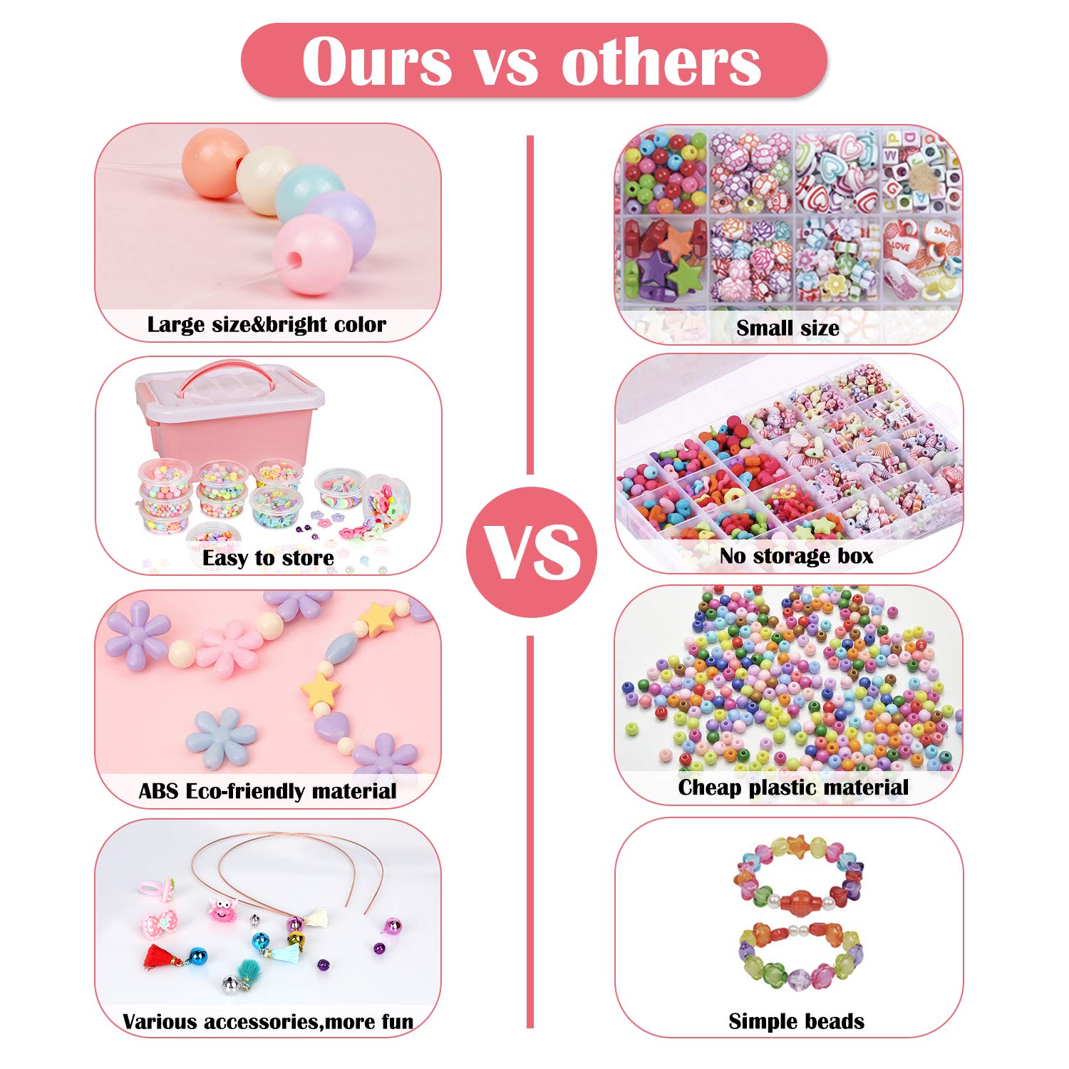 Sanlebi Bambini Perline,2000 PCS Perline Colorate Kit Braccialetti Bambini Kit Gioielli Fai-da-Te Creativi con Scatola per Ragazze