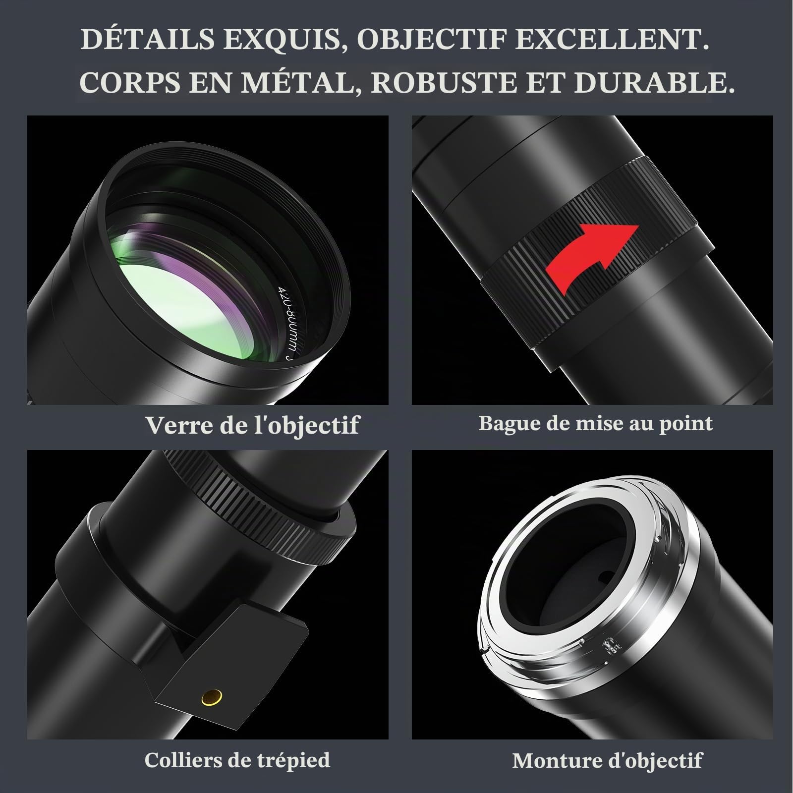 Lightdow EF 420mm-800mm F8.3 Objectif Téléphoto Manuel pour Canon EF/EF-S -Mount Lentille Super Téléphoto, Compatible avec Cannon EOS 90D 7D 6D 5D Mark II/III/IV, Rebel T7 et Plus -Noir
