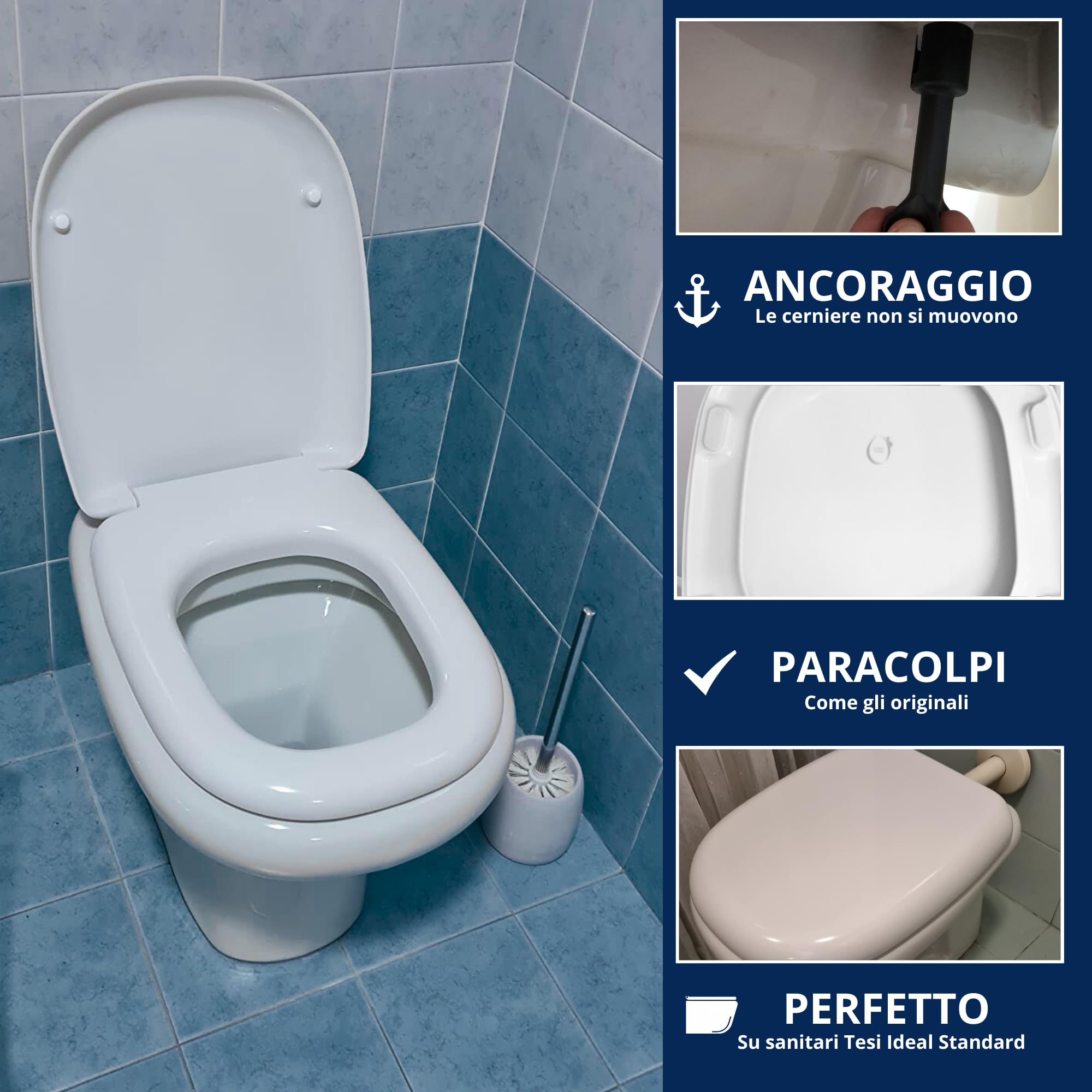 Ideal Standard Teza Jako Oryginalny , Termoutwardzalny Plastikowy Tablet Wc Z Stałymi Zawiasami Ze Stałymi Nierdzewną, Oś Wc Kolor Biały MADE we Włoszech