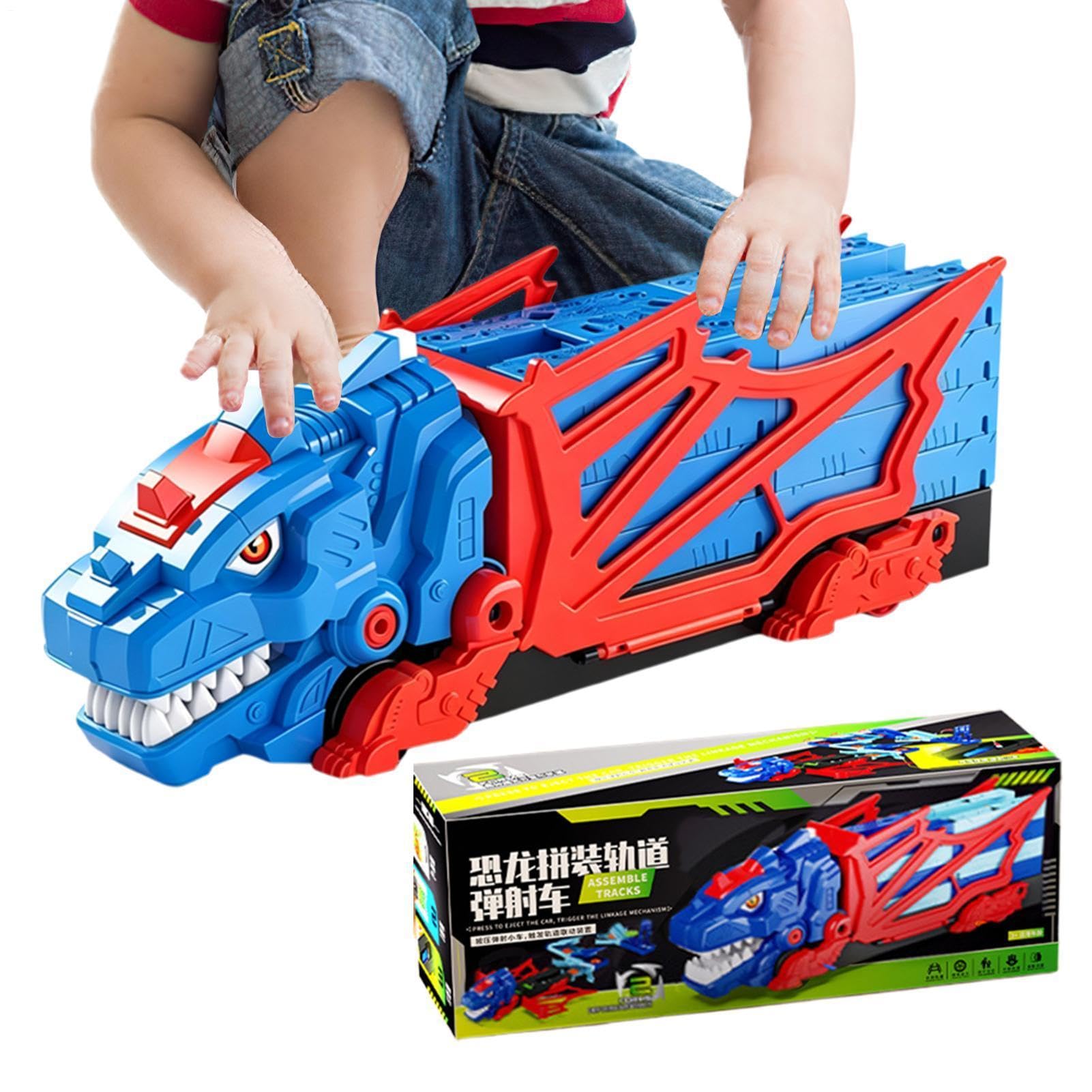 Pista Dinosauri Giocattoli Set di Educativo Interattivo con Veicoli | Pista Da Corsa Dinosauri Giocattolo Per Bambini E Bambine Interno Esterno Prescuola Asilo Viaggio Compleanno