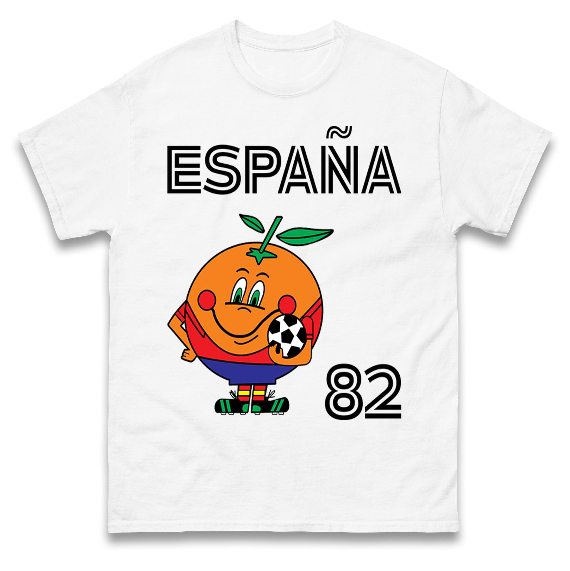 Spain 82 Naranjito Tshirt, España 82 Orange Soccer T-Shirt, Cute Spanish Football Mascot Tee, Spain Fan Shirt for Men Women Kids
