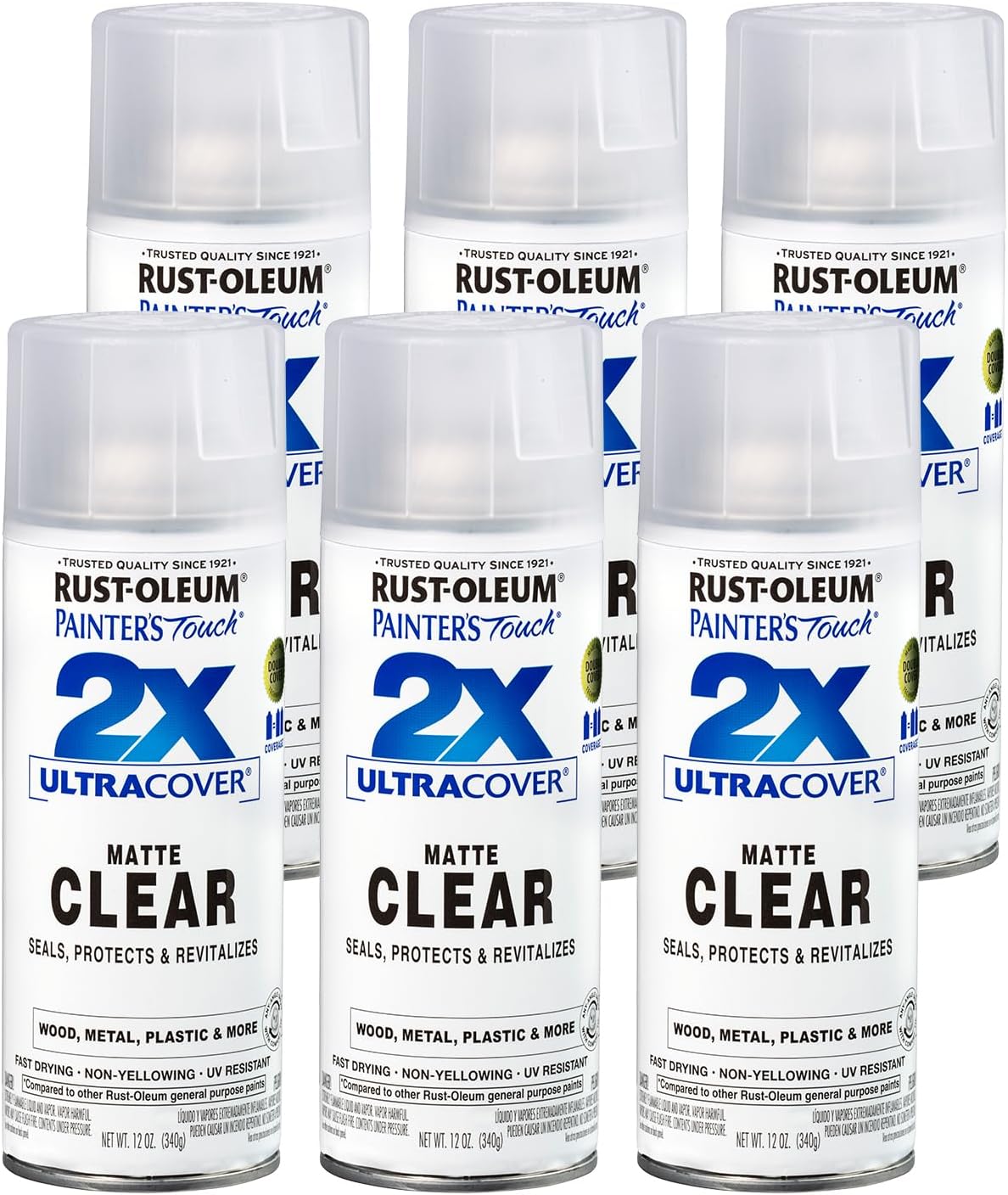 Rust-Oleum 249087-6 PK Painter's Touch Multi Purpose Spray Paint, 12 oz, Matte Clear, 6 Pack