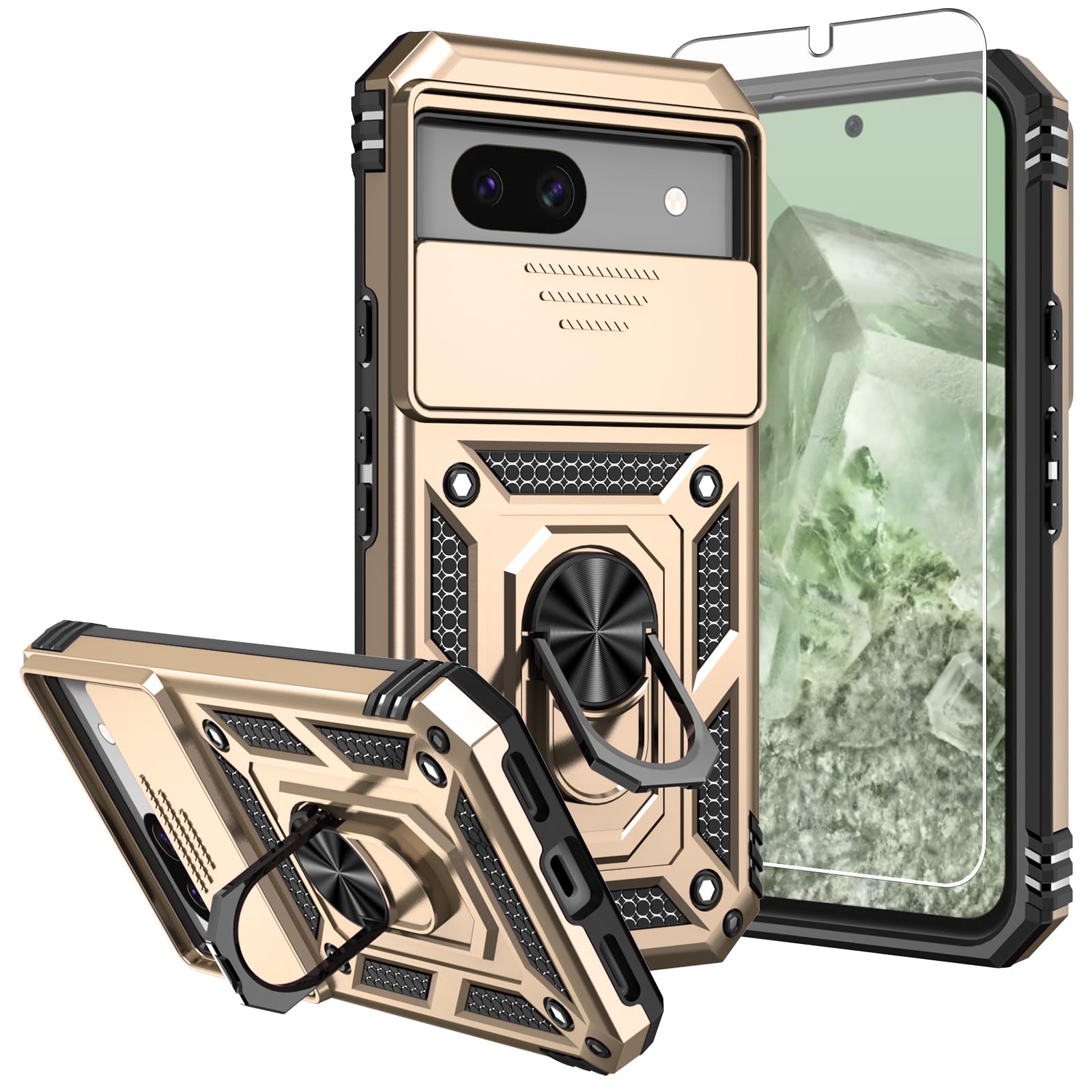 for Galaxy A16 5G Phone Case, A16 5G Case,with Screen Protectors and Camera Cover,[Military Grade] 16ft.Drop Tested Cover with Magnetic Kickstand