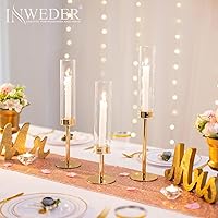 Vista 4 de Candelabros cónicos de huracán: portavelas de cristal dorado, decoración con cubierta de vidrio para boda, centro de mesa, fiesta, cumpleaños
