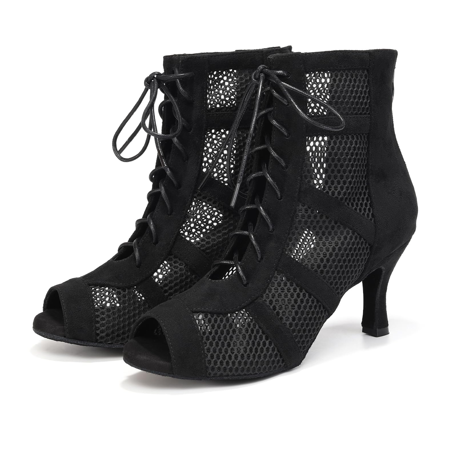 AOQUNFS Botas de Baile Latino Mujer Tacón de Salón Botines de Baile de Salsa Bachata Tango y Samba Práctica y Actuación, YCL446-7.5