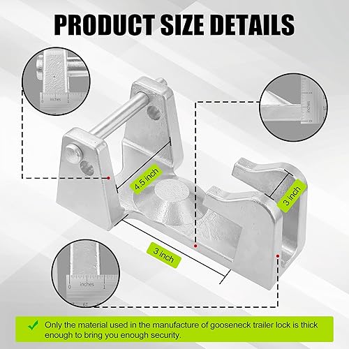 Miniatura 10 de MARKETTY Cerradura de remolque de cuello de cisne, bloqueo de cuello de cisne modelo TL-50, cerradura de acoplador estilo cuello de cisne diseñada