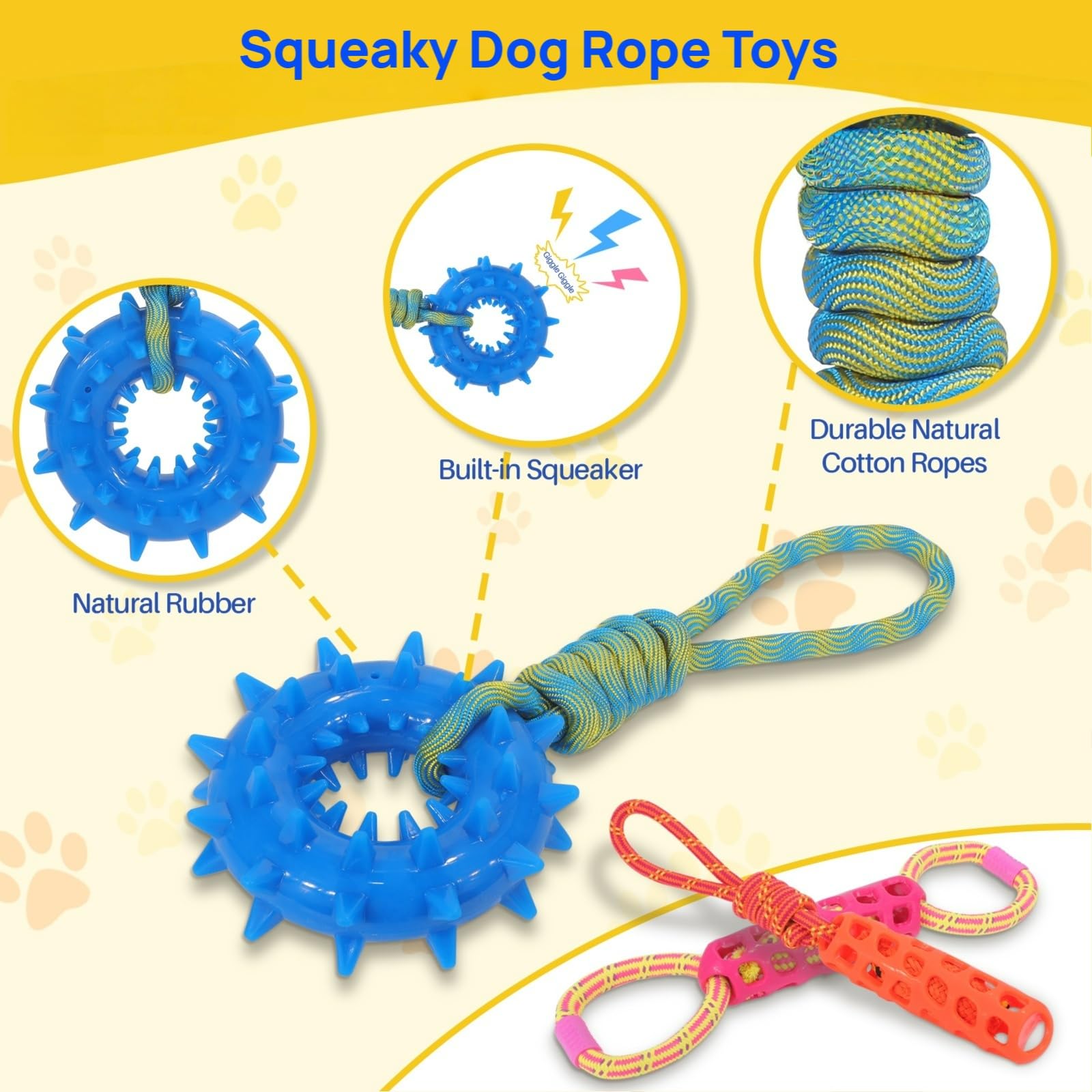 MoeSoce 5PCS Dog Rope Toy & Puzzle Toy Set For Medium Large Dogs