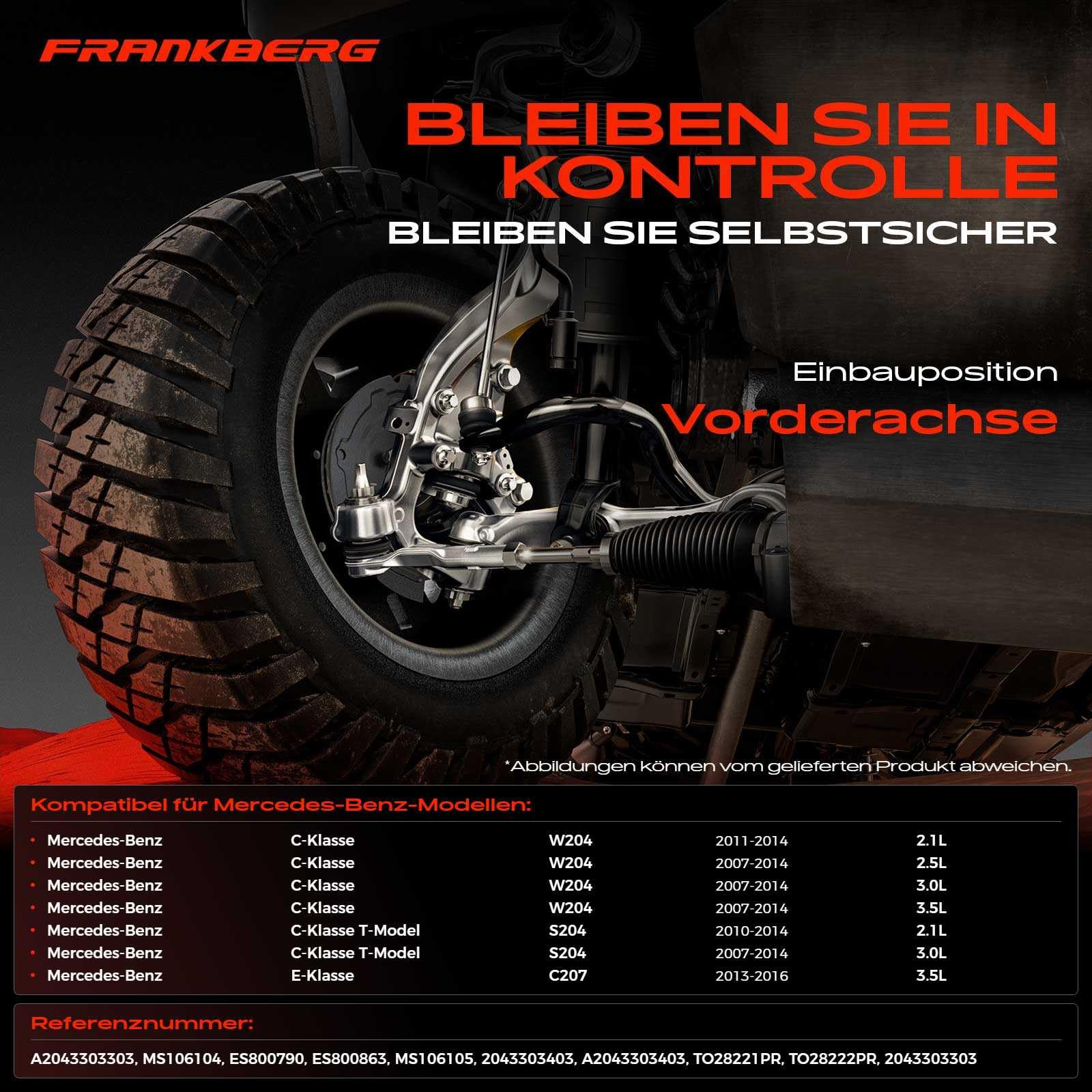 Frankberg 2x Spurstangenkopf Vorderachse Kompatibel mit C-Klasse W204 C 220-C 350 2.1L-3.5L 2007-2014 C-Klasse T-Model S204 C 220-C 350 2.1L 3.0L 2007-2014 Replace# 2043303403