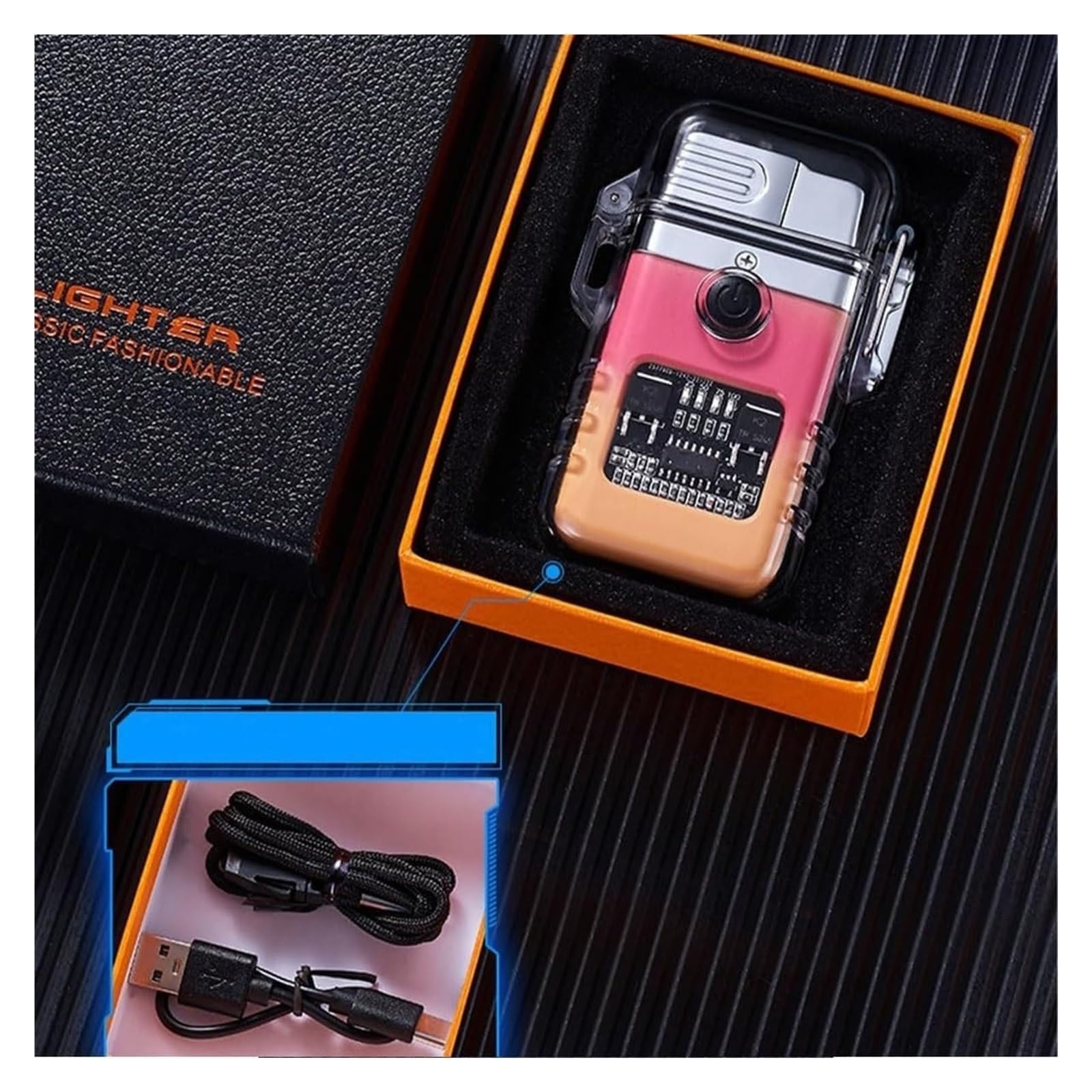 Briquet à double usage - Coupe-vent classique - Avec rabat - Multifonction - Portable - Cadeau pour homme - Idéal pour le camping, les cigares, l'allumage du feu