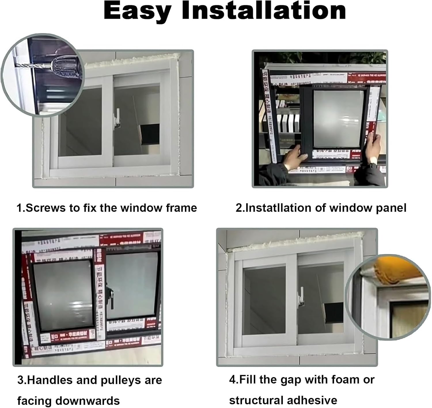 Small Aluminum Windows with Glass and Screen, Thermal Basement Slider Window 31x19in/79x48cm, Flush Mount Household Storm Window for Playhouse Garage Barns Replacement Window