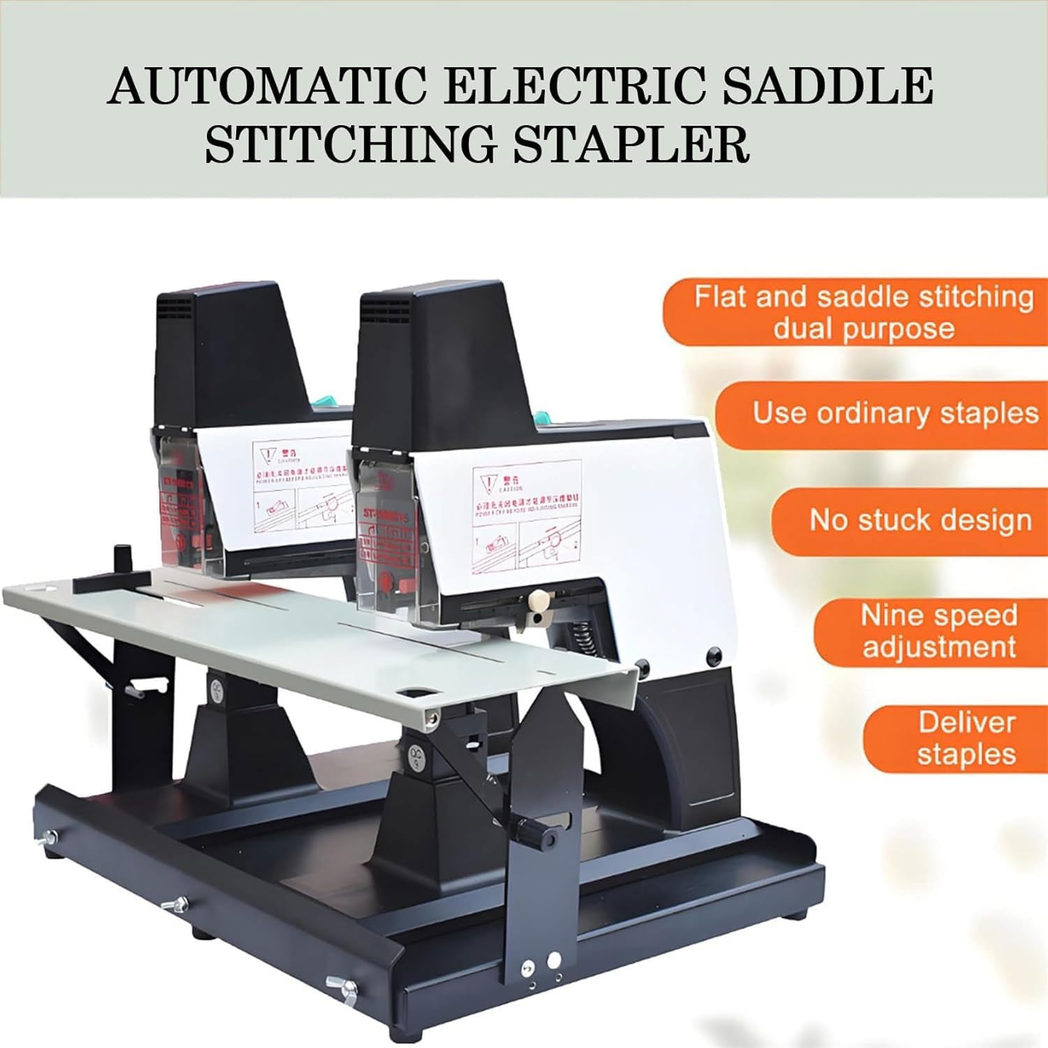 Cucitrice elettrica, cucitrice automatica a pedale per 2-50 fogli, rilegatrice a 9 velocità, pinzatrice manuale resistente, rilegatura piatta e verticale per ufficio e casa