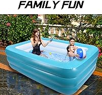 Vista 3 de Piscinas inflables, piscinas infantiles, piscina inflable familiar con suelo suave, piscina duradera de 82 y 59 pulgadas, diversión acuática