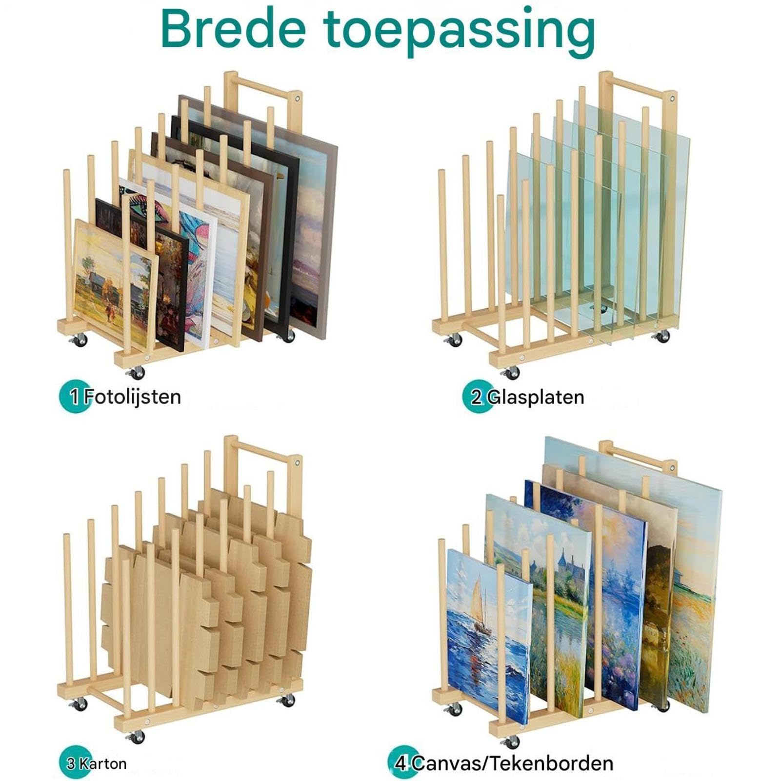 Bastidor De Almacenamiento Para Lienzos Organizador De Madera Compacto Y | Organizador De Lienzos para Obras de Arte Pósteres Estudio Escritorio Papel