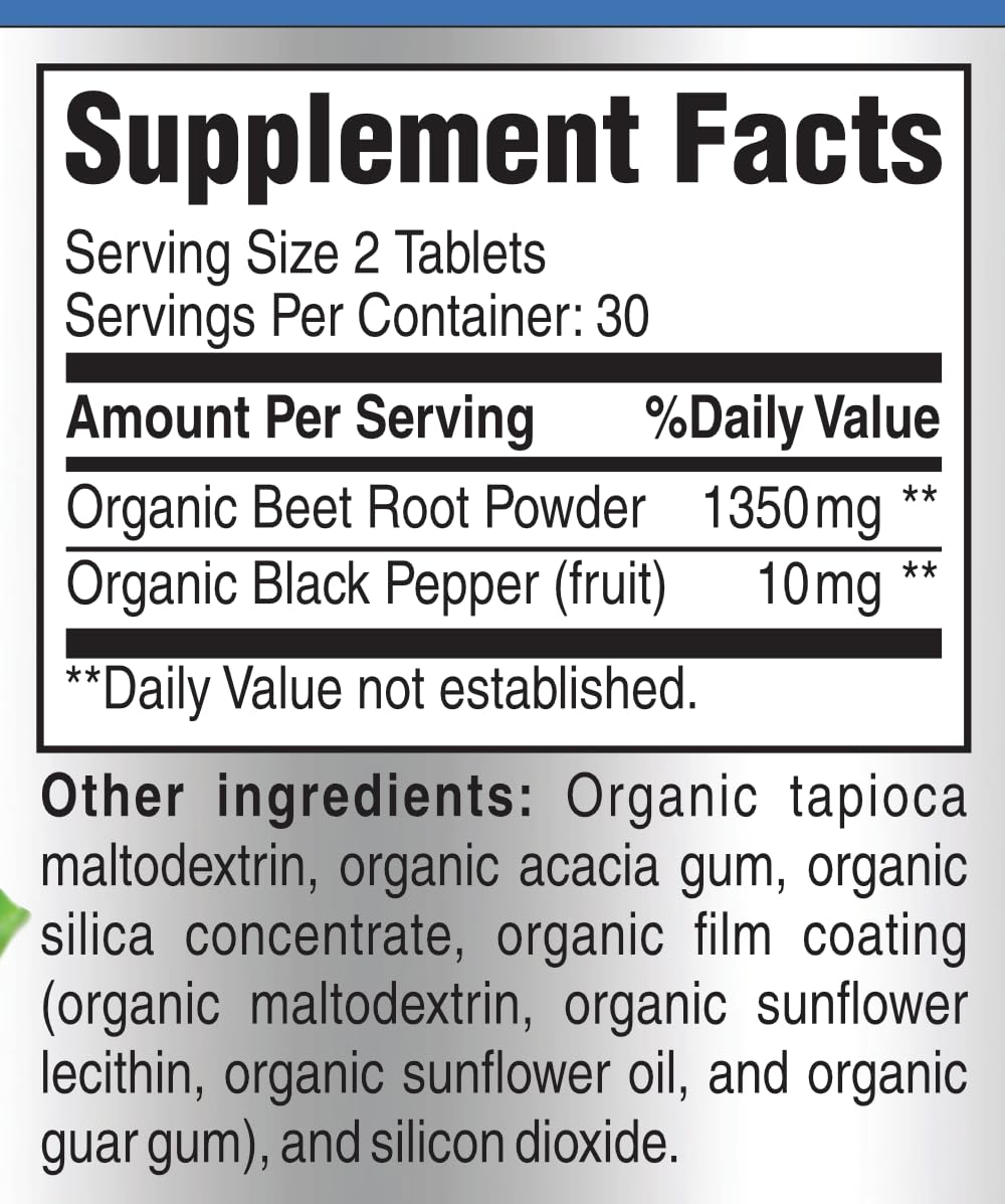 YUMMYVITE Organic Beet Root Powder Tablets, 1350mg, 60 Tablets — Amazon image 7