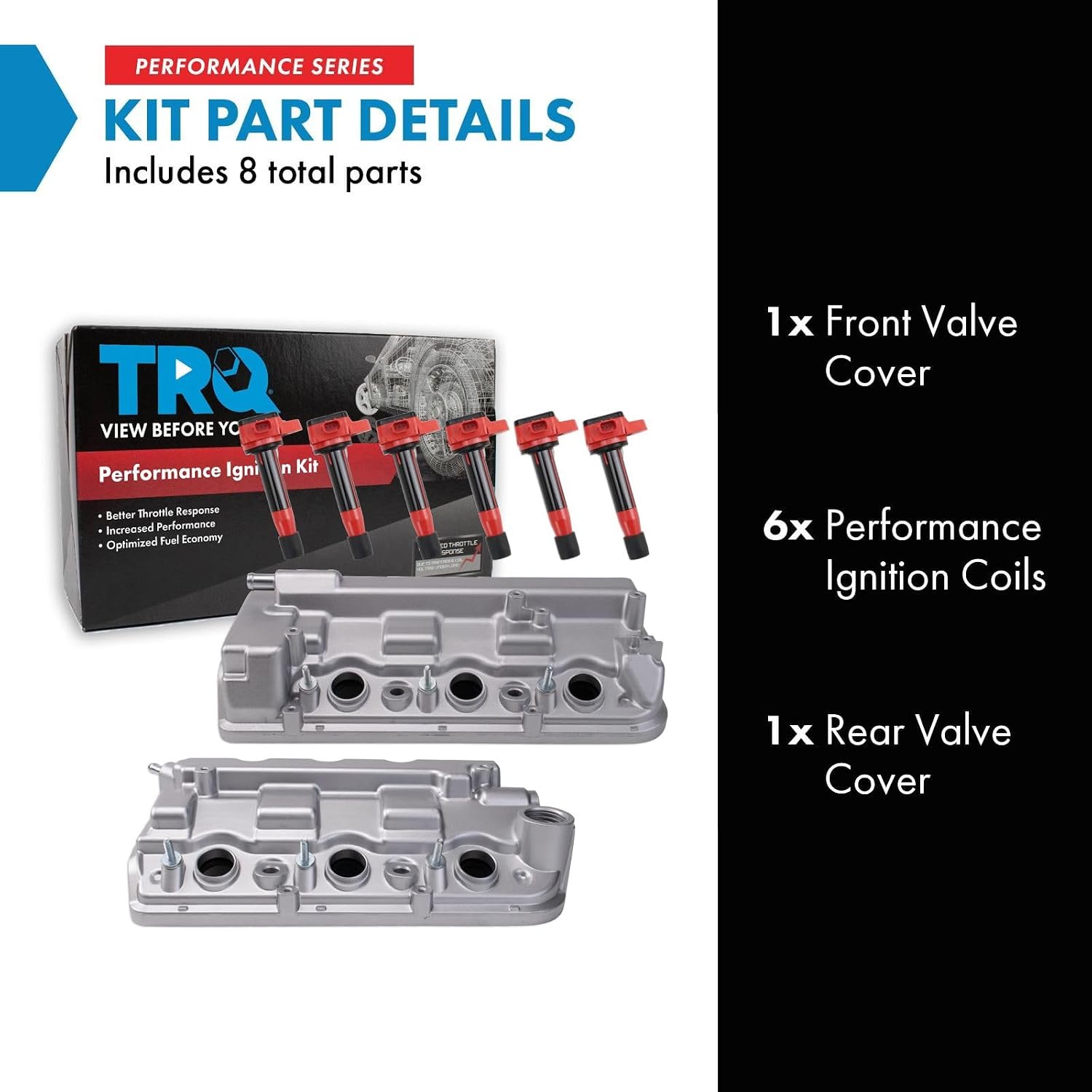 TRQ Performance Ignition Coil Kit 8 Piece Valve Cover Compatible with 2013-2015 Acura RDX 2012-2014 TL 2008-2012 Accord 2010-2012 Crosstour 2008-2017 Odyssey 2012-2015 Pilot 2009-2014 Ridgeline