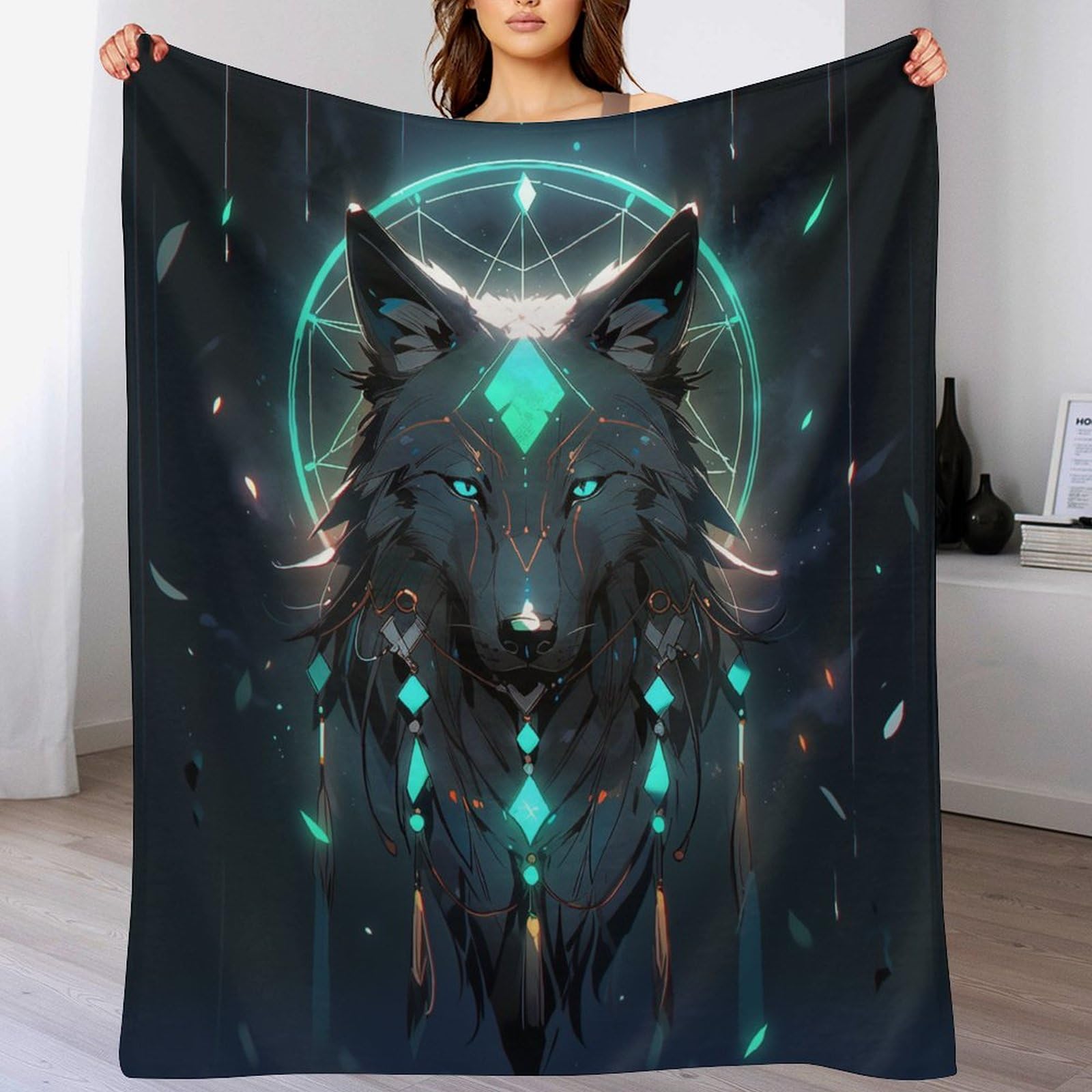 Plaid loup couverture polaire chaude pour des soirées cocooning au salon