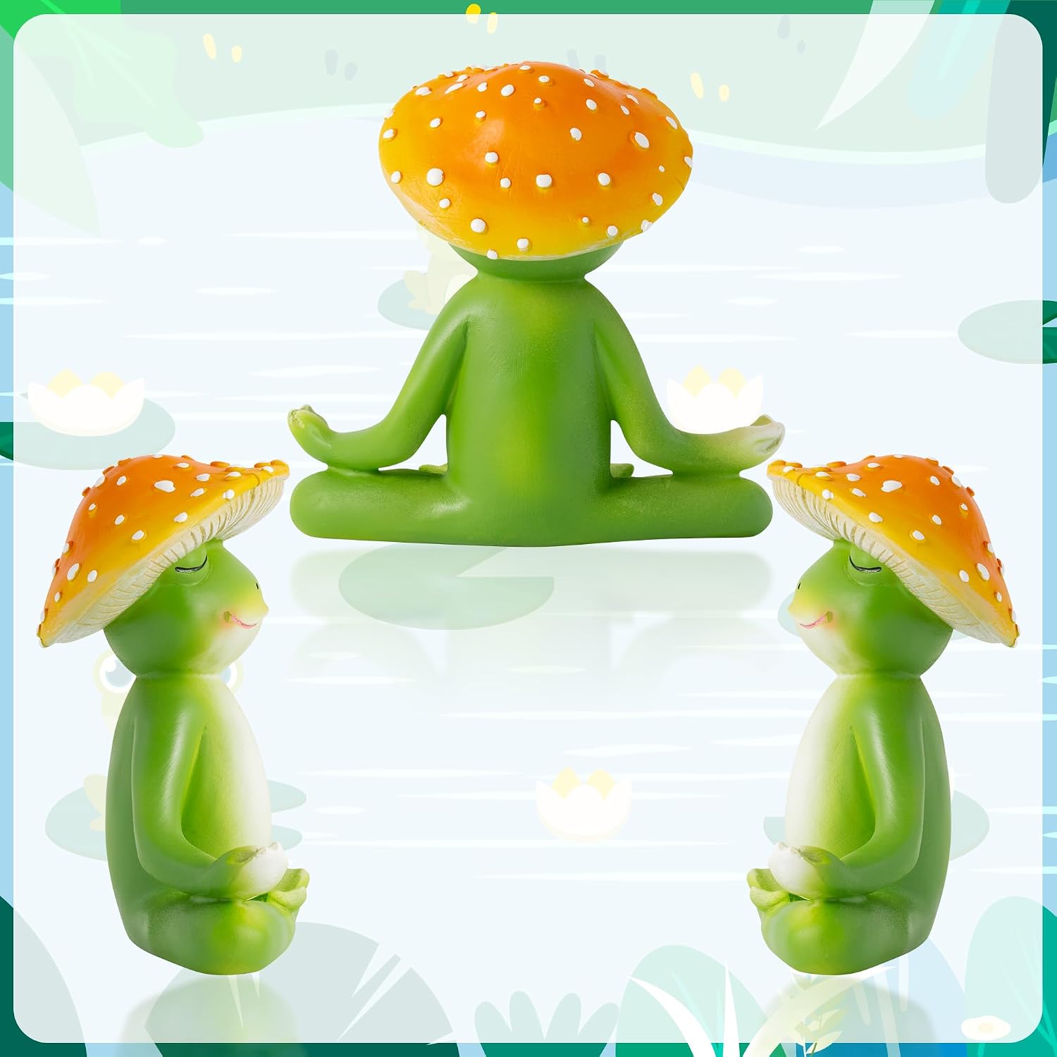 Meditation Frog Resin Statue - Yoga Meditation Frog Statue for Desk Living Room Resin Figurine for Home Patio Office Decoration Cute Plant Statues for Tabletop Garden Office Backyard Decor - view 3