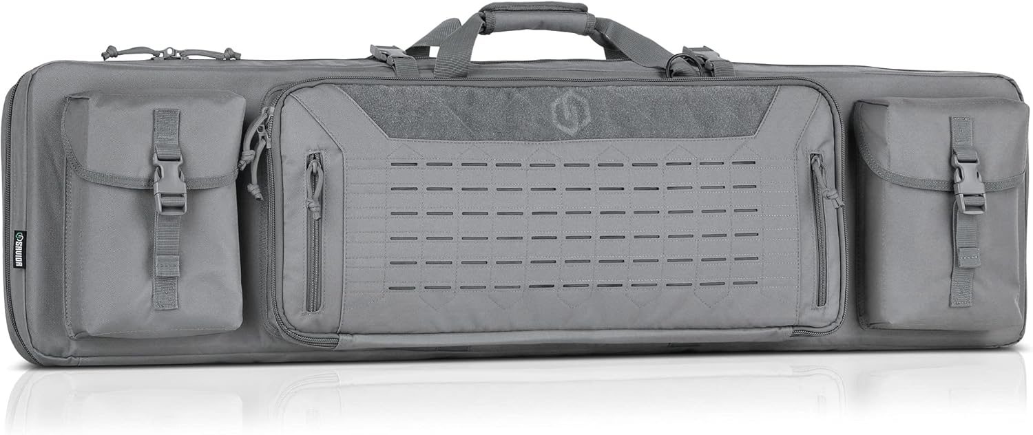 Savior Equipment Urban Warfare Tactical Double Long Gun Bag Case Backpack w/Pistol Handgun Case,55 Inch SW Gray