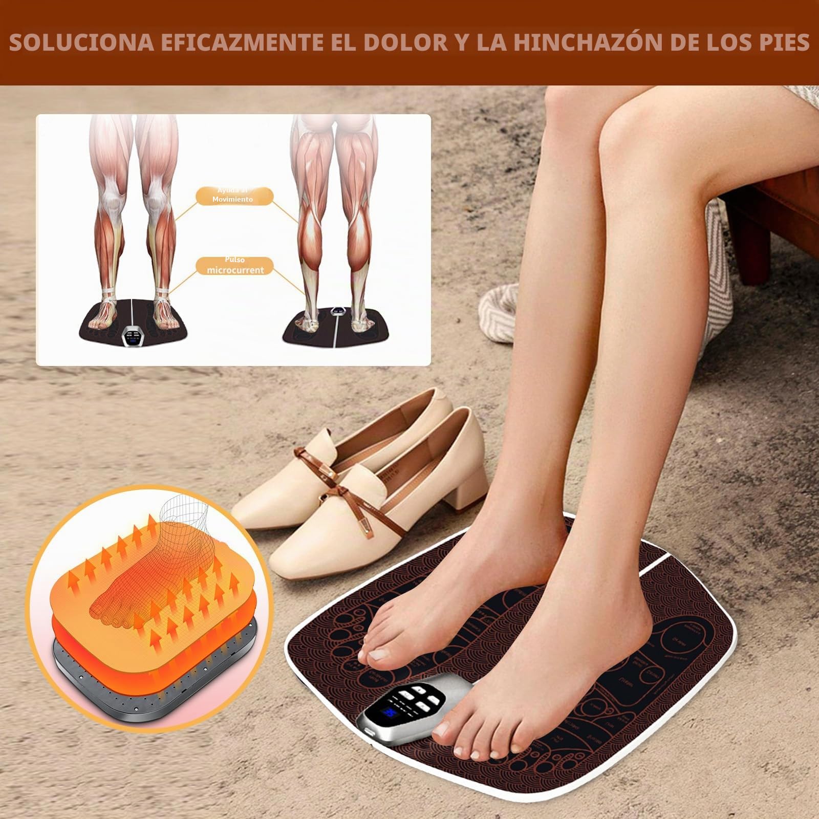 Masajeador de pies eléctrico, con 8 programas de masaje y 32 niveles de intensidad, masajeador de pies para promover la circulación sanguínea y relajar los músculos, ideal para aliviar el dolor de
