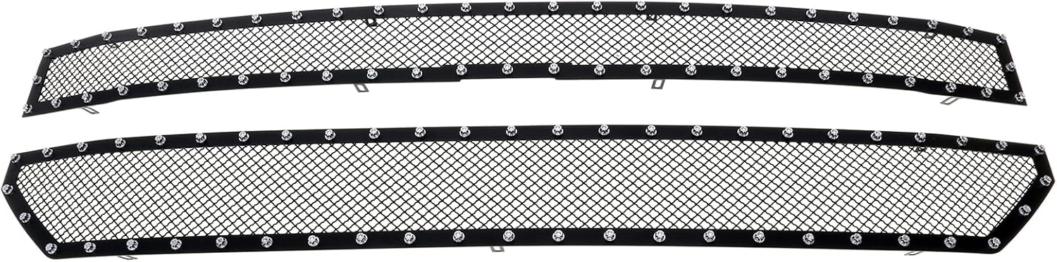 APS Compatible with Chevy Silverado 1500 2016-2018 & 19 1500 LD Main Upper Stainless Steel Black Mesh Rivet Studs Front Grill Grille Insert CL6360H