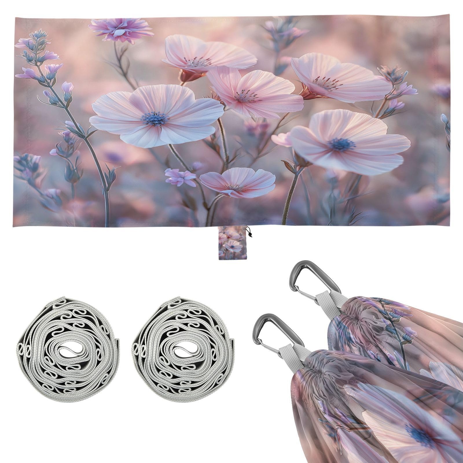 ATTX Floral Landscapes Camping Hammock - Lightweight & Portable Hammocks, Heavy Duty 330lbs Capacity for Indoor, Hiking, Backpacking, Travel, Backyard, Beach#19