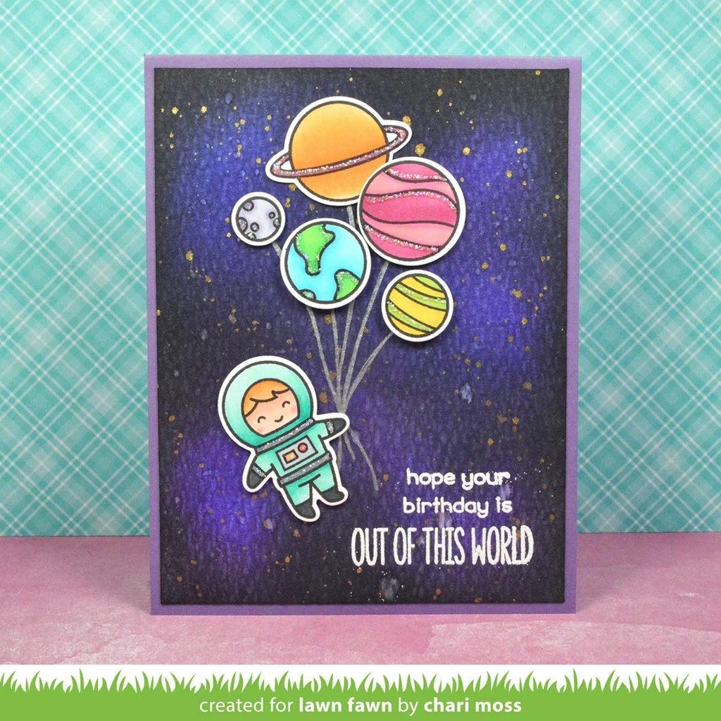 Lawn Fawn 'Out Of This World' Aufkleber - 10,2 X 15,2 Cm, Durchsichtig, Weltraum-Motive