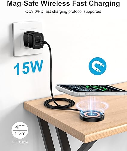 Miniatura 3 de Magsafe - Cargador inalámbrico magnético Samsung de 15 W, almohadilla de carga rápida para Android Samsung S25UltraS25S24 FES23S22, USB-CA MagSafe