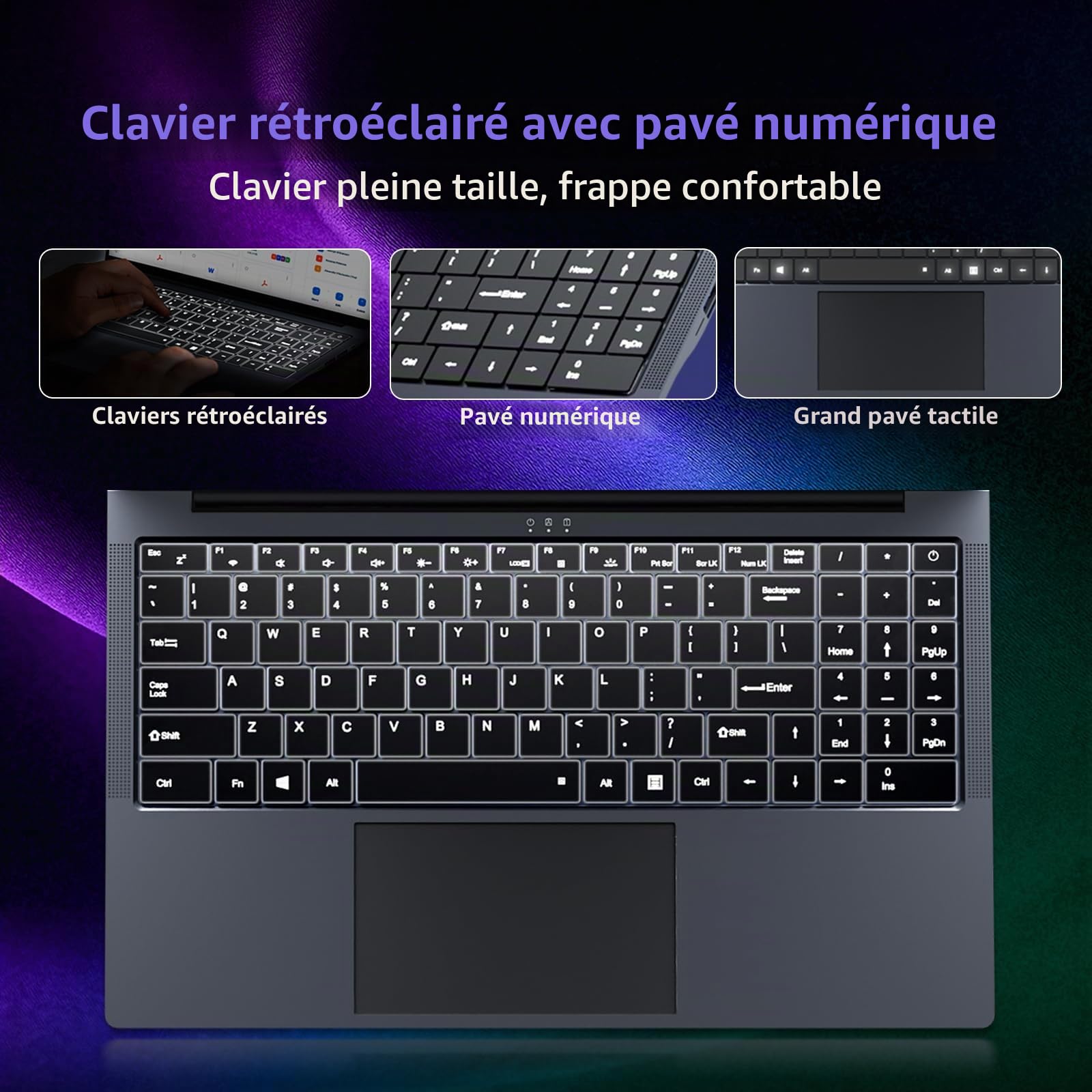 16 Pouces Ordinateur Portable avec Core i5 8210Y Processeur, Win 11 PC Portable 16Go RAM 512Go SSD, Laptop écran 1920 x 1200 IPS, RJ45, USB 3.0, HDMI, BT 5.0, WiFi 5 Pavé Numérique Rétroéclairé