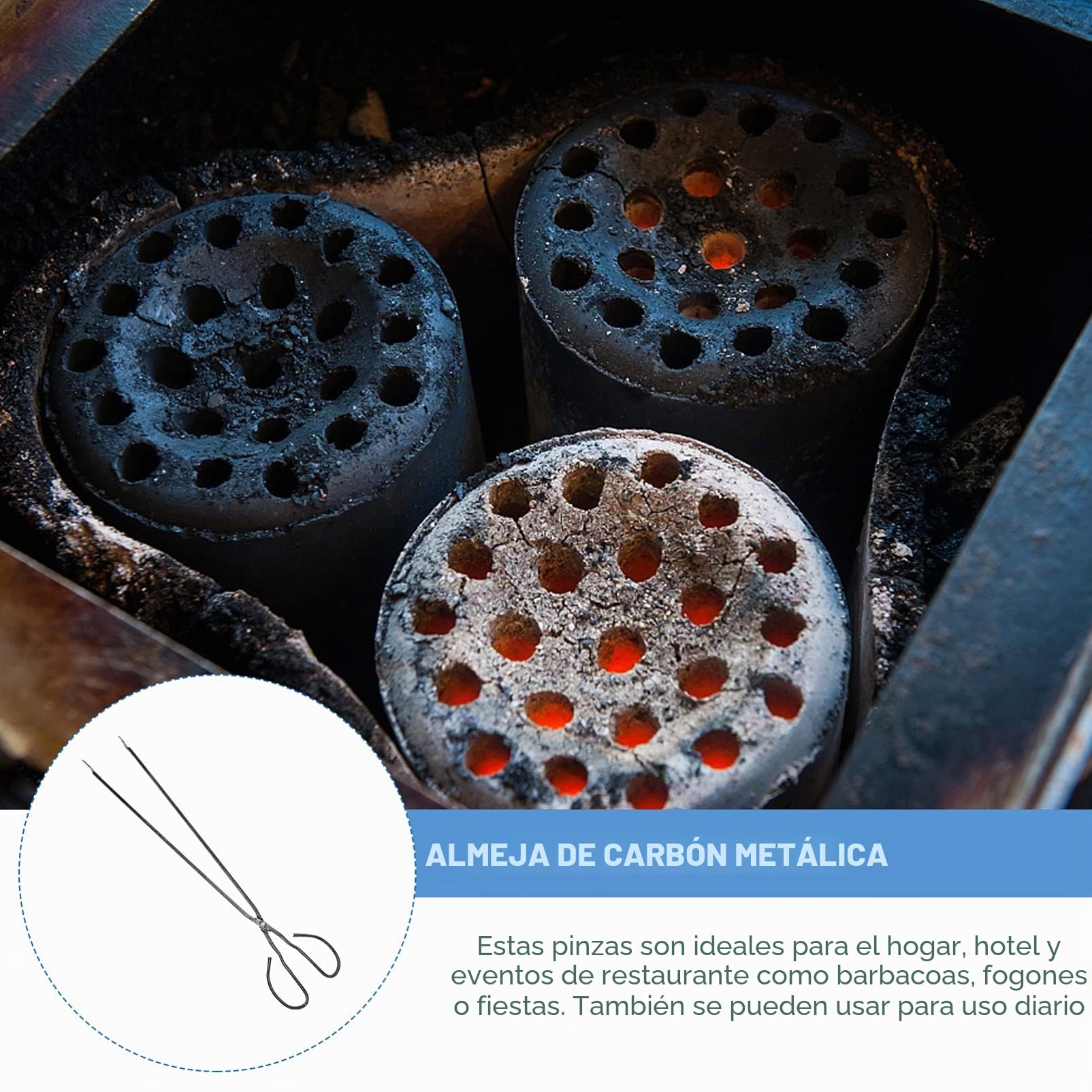 Angoily Pinzas de Tijera de Acero Inoxidable Pinzas de Carbón para Barbacoa Extra Largas para Cocinar Comida para Cocinar Barbacoa 60Cm