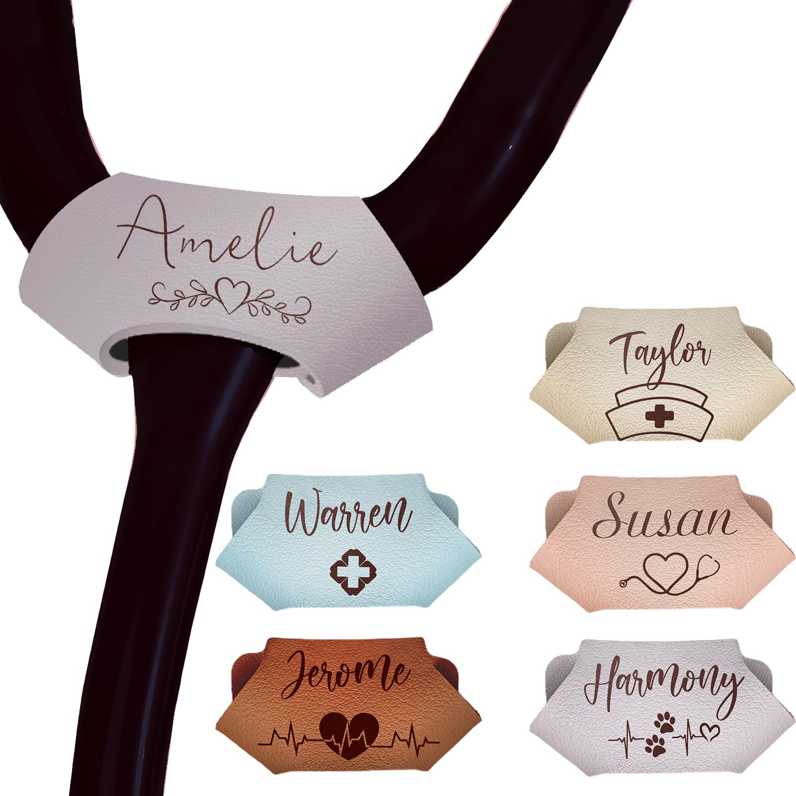 Stethoscope Name Tag Personalized Stethoscope Charms Customized with Engraved Id Tags Custom Nurse Week Gift for Men Veterinary,Purple