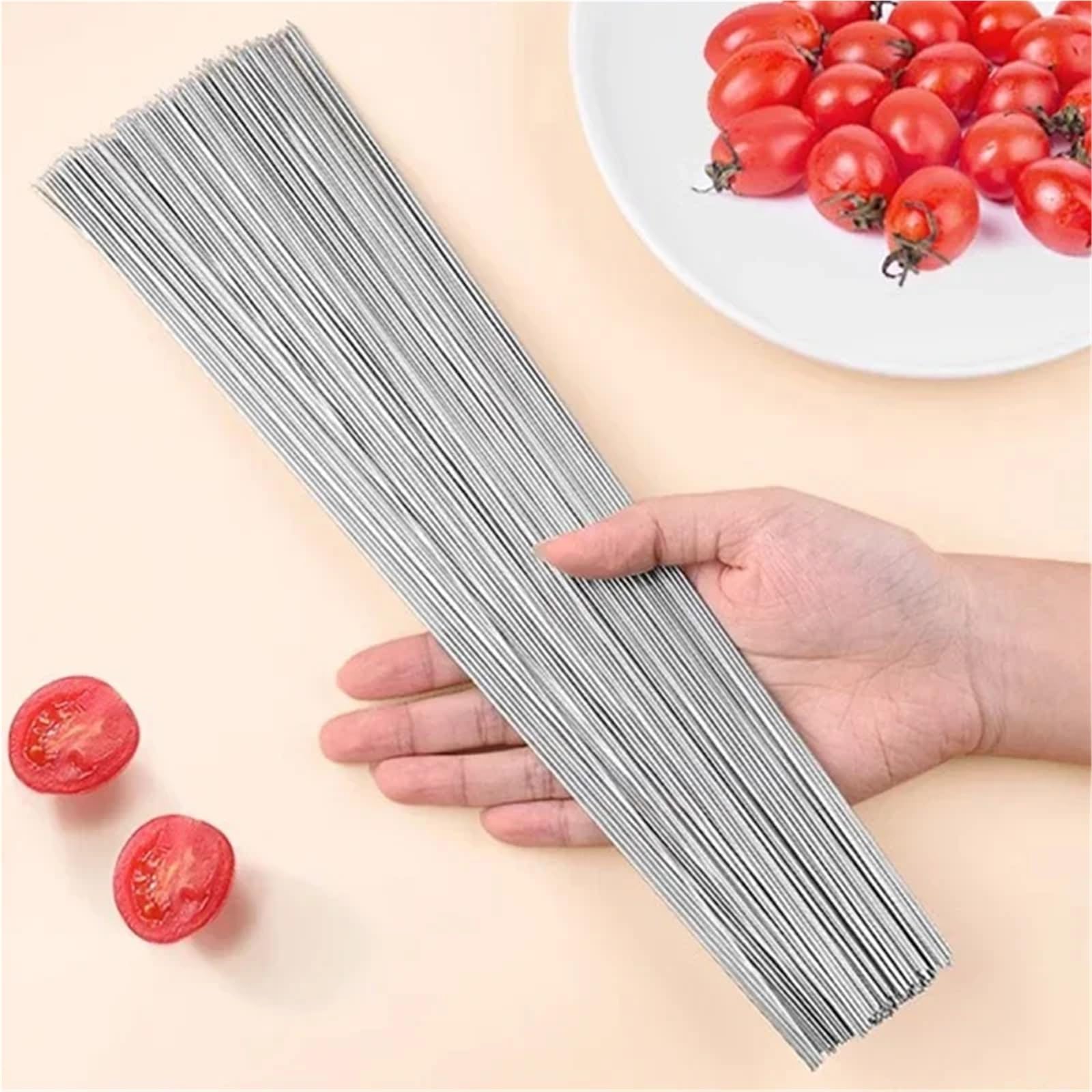 Grillspieße Edelstahl 50 Stück Wiederverwendbare Grillspieße aus Edelstahl mit Holzgriff, Kebab-Eisenstab(20pcs Style D)