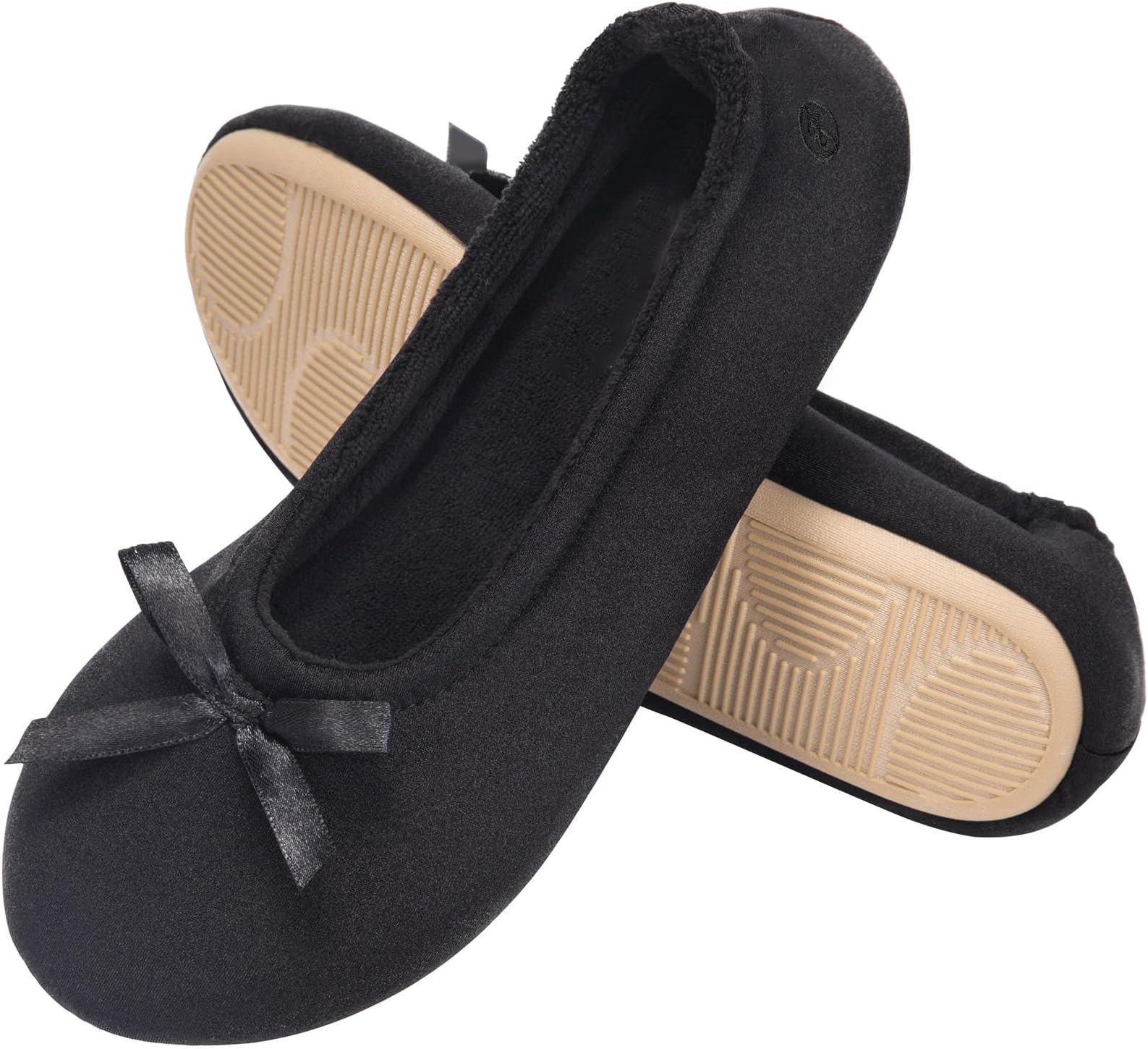 Women's Satin Ballerina Slippers Memory Foam House Indoor Shoes