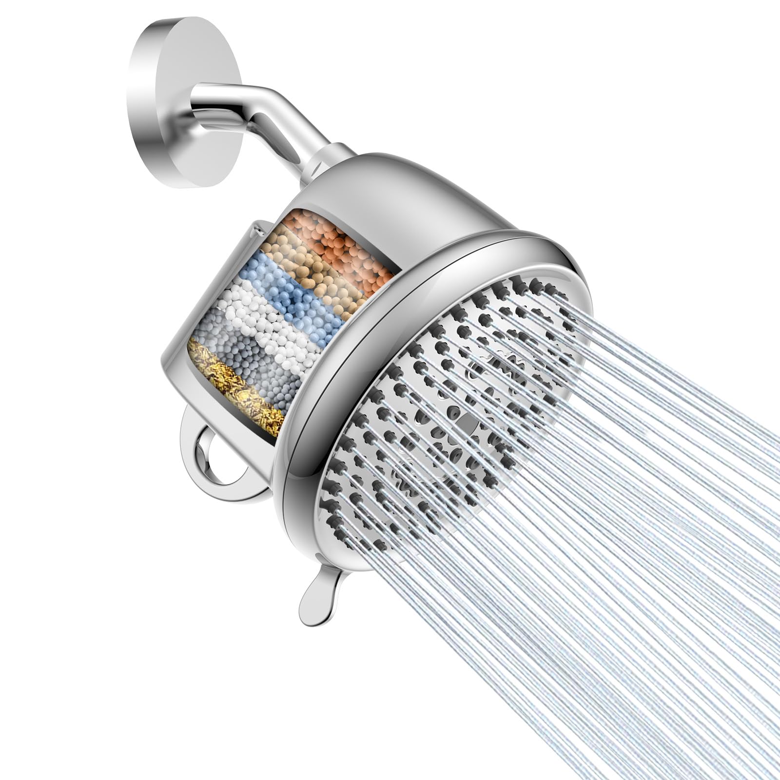 PWERAN Cabezal de ducha filtrado de 8 modos de alta presión para agua dura
