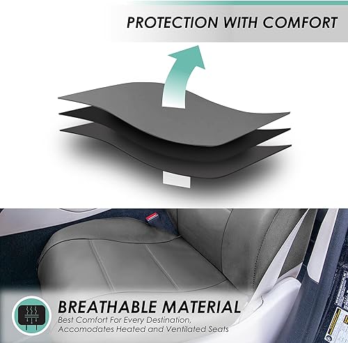 Miniatura 3 de Fundas para asiento de PU para carro de 3 filas FH Group FH-PU002 compatibles con airbag y división de asientos