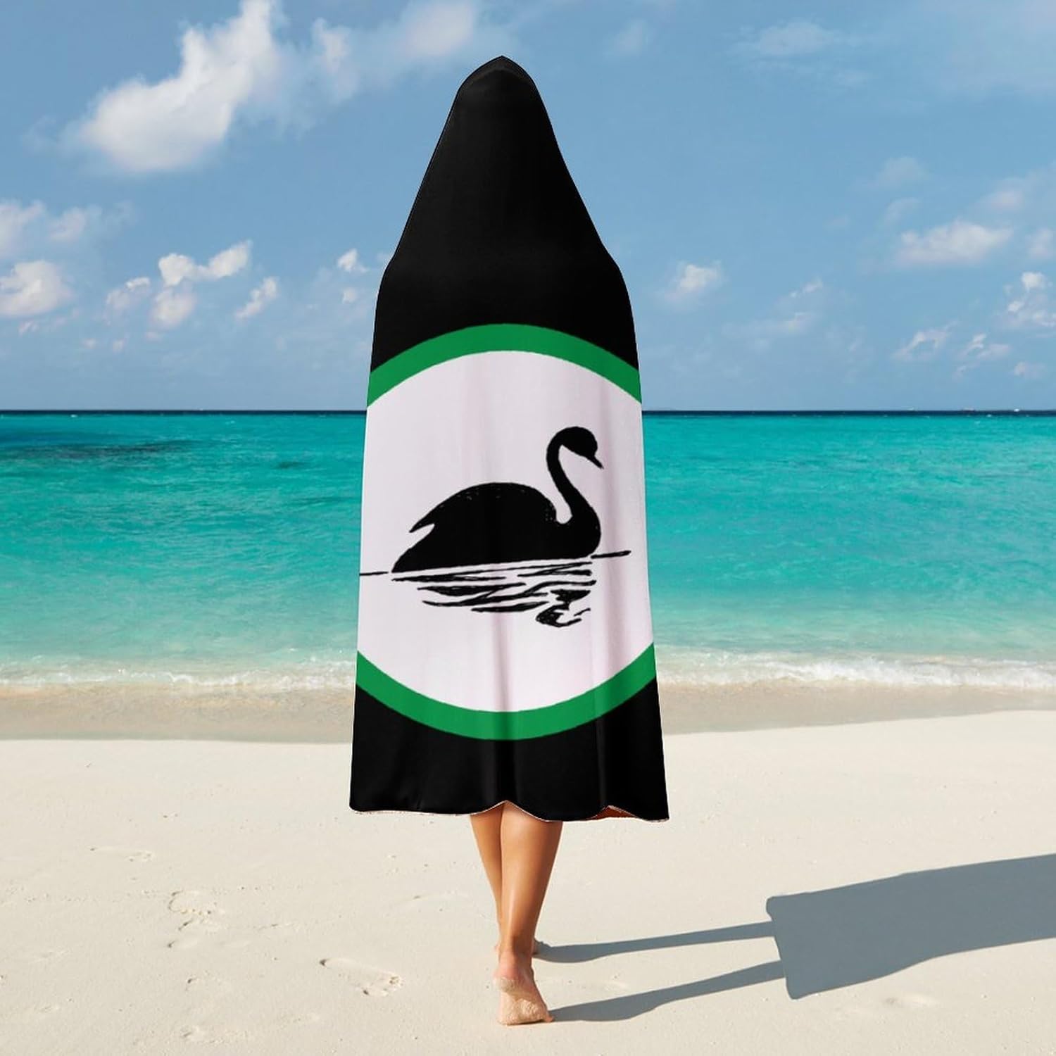 Black Swan Fashion Wearable Blanket Hoodie Fleece Throw Cloak Robe Unisex