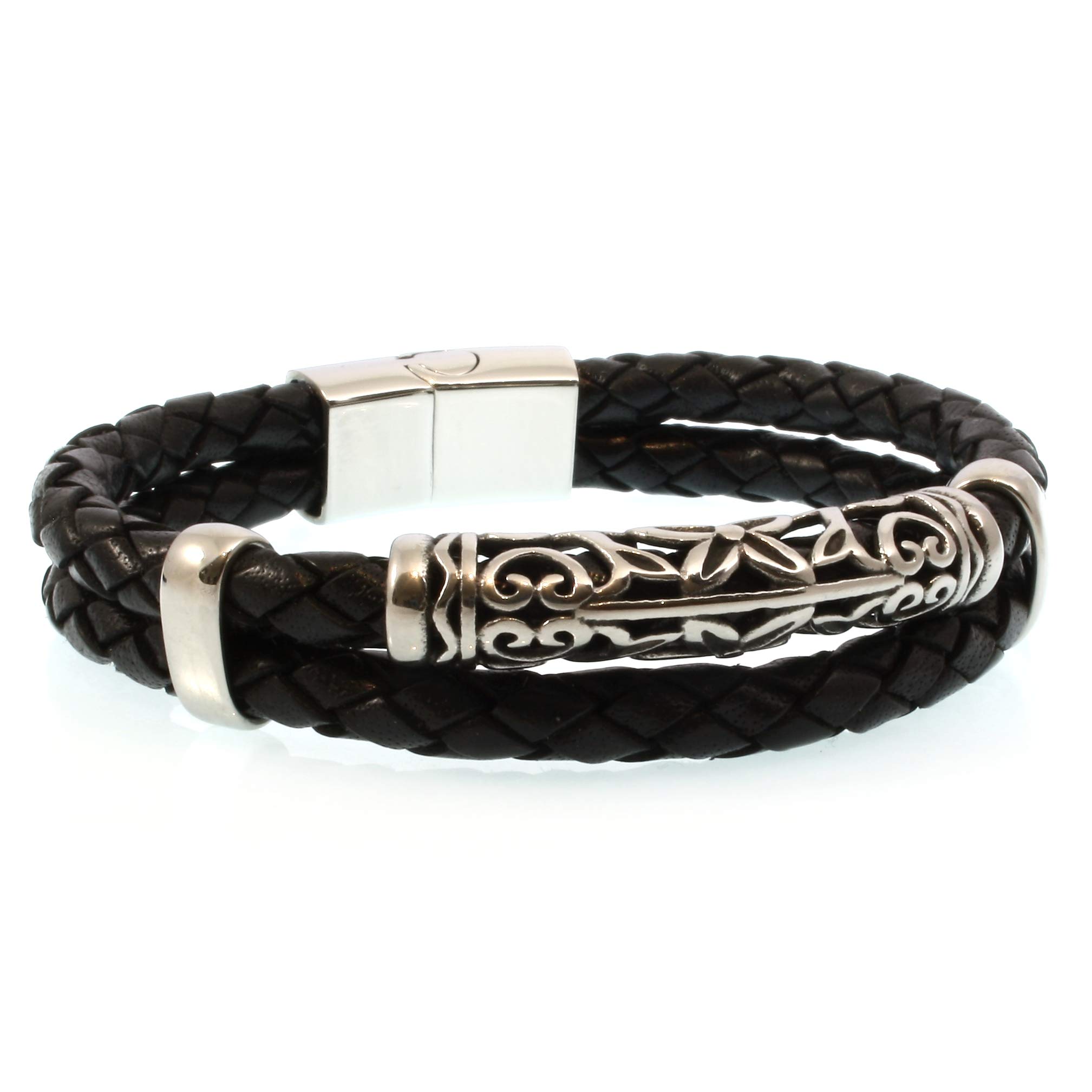 Echt Leder-Armband XO F Schwarz Männer Herren