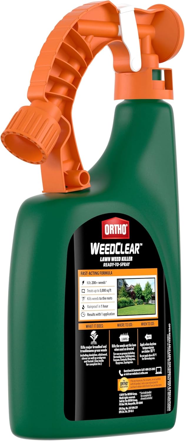 Ortho WeedClear Lawn Weed Killer Ready-to-Spray, Kills Crabgrass, Dandelion and Clover, Hose-End Application, 32 fl. oz., 2-Pack