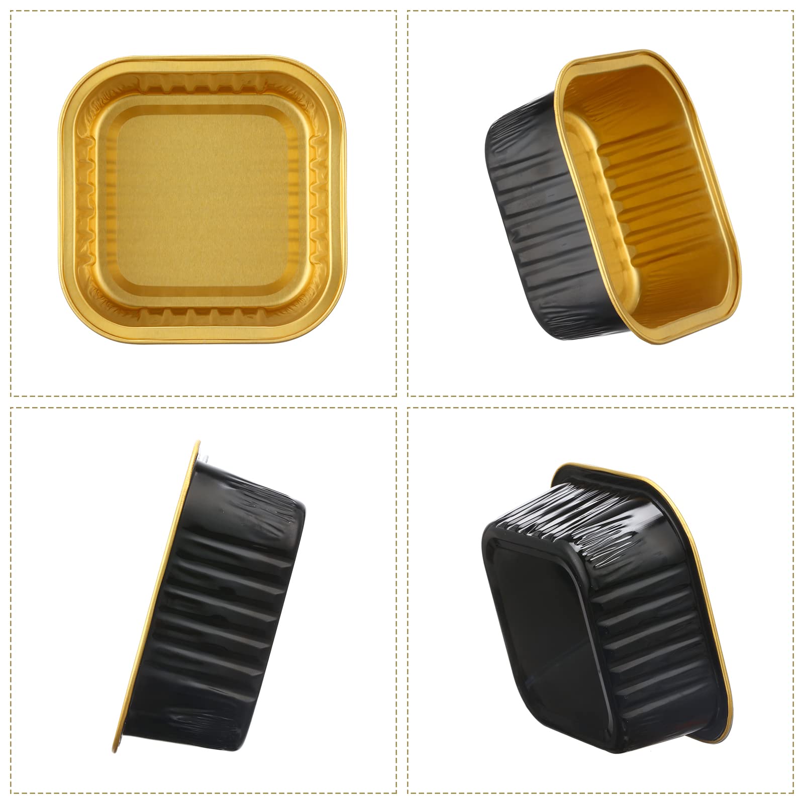 100 mini moldes para pasteles con tapas, forros para magdalenas de 5 onzas, tazas de papel de aluminio para hornear, moldes desechables con tapas, recipiente cuadrado para magdalenas pequeños 3