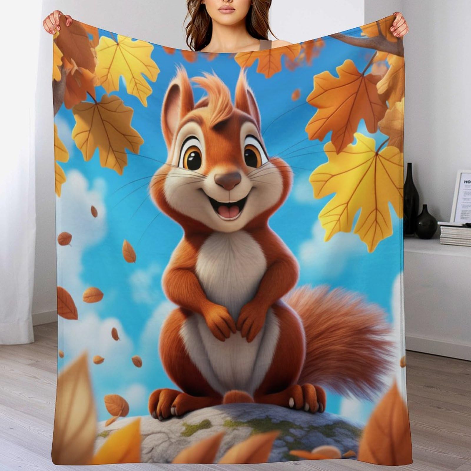 Couverture moelleuse écureuil douce et chaude, idée cadeau originale pour anniversaire