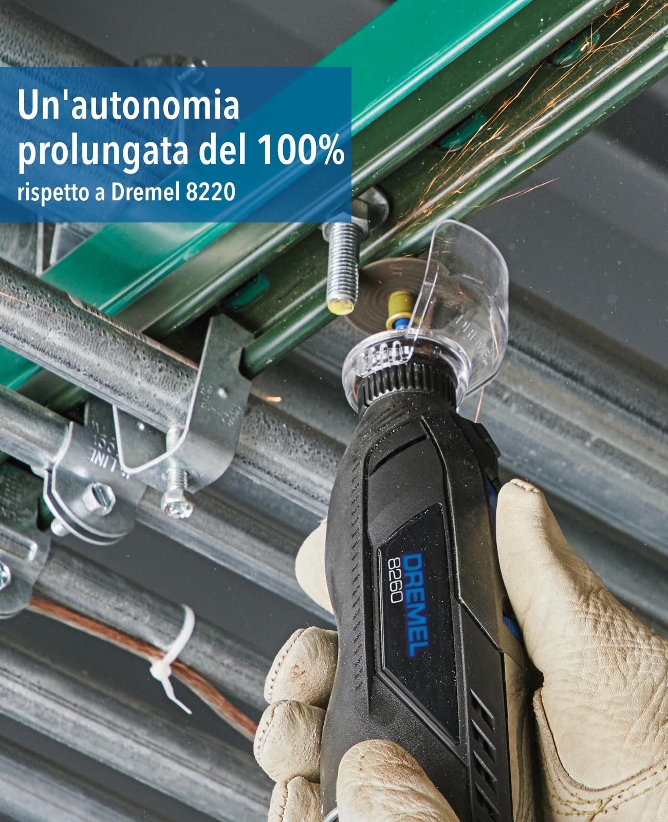 Dremel 8260 Multiutensile a Batteria con Motore Brushless e Batteria al Litio da 12 V 3 Ah, Kit con 5 Accessori, Velocità Variabile 5.000-30.000 giri/min