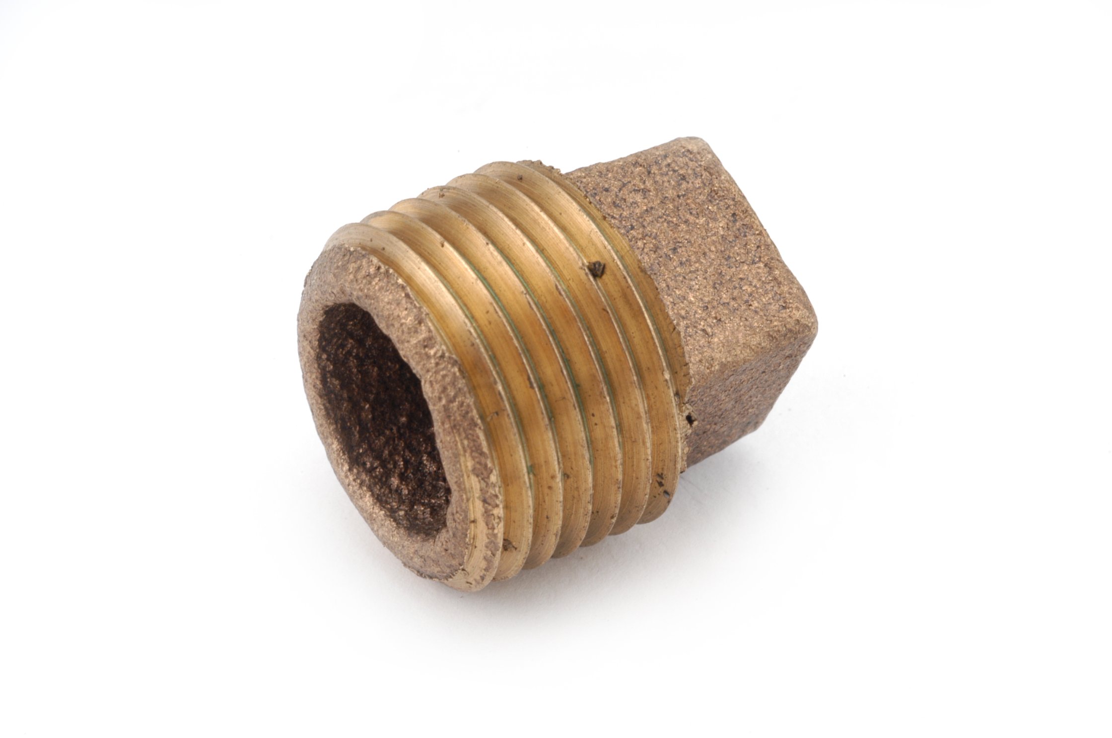Anderson Metals 38109 Red Brass Pipe Fitting, Cored Plug, 1-1/4" Male Pipe