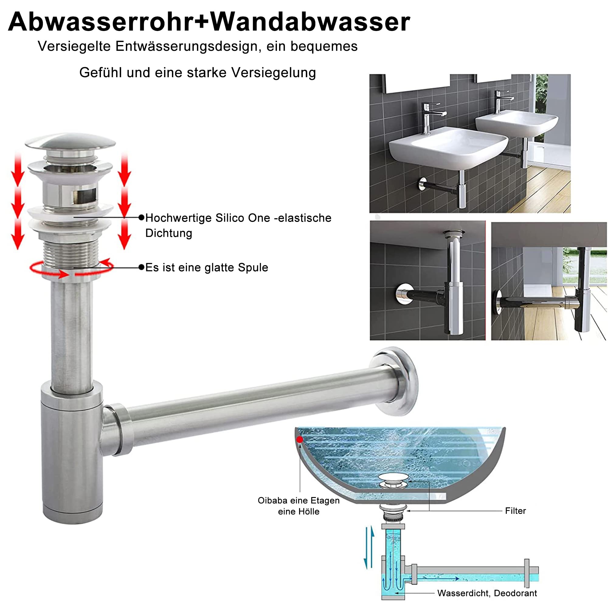 OUUTMEE Lavabo de pared, para diestros, 370 x 185 x 90 mm, lavabo pequeño sobre encimera, lavabo de pared o sobre encimera, inodoro de invitados, blanco, juego